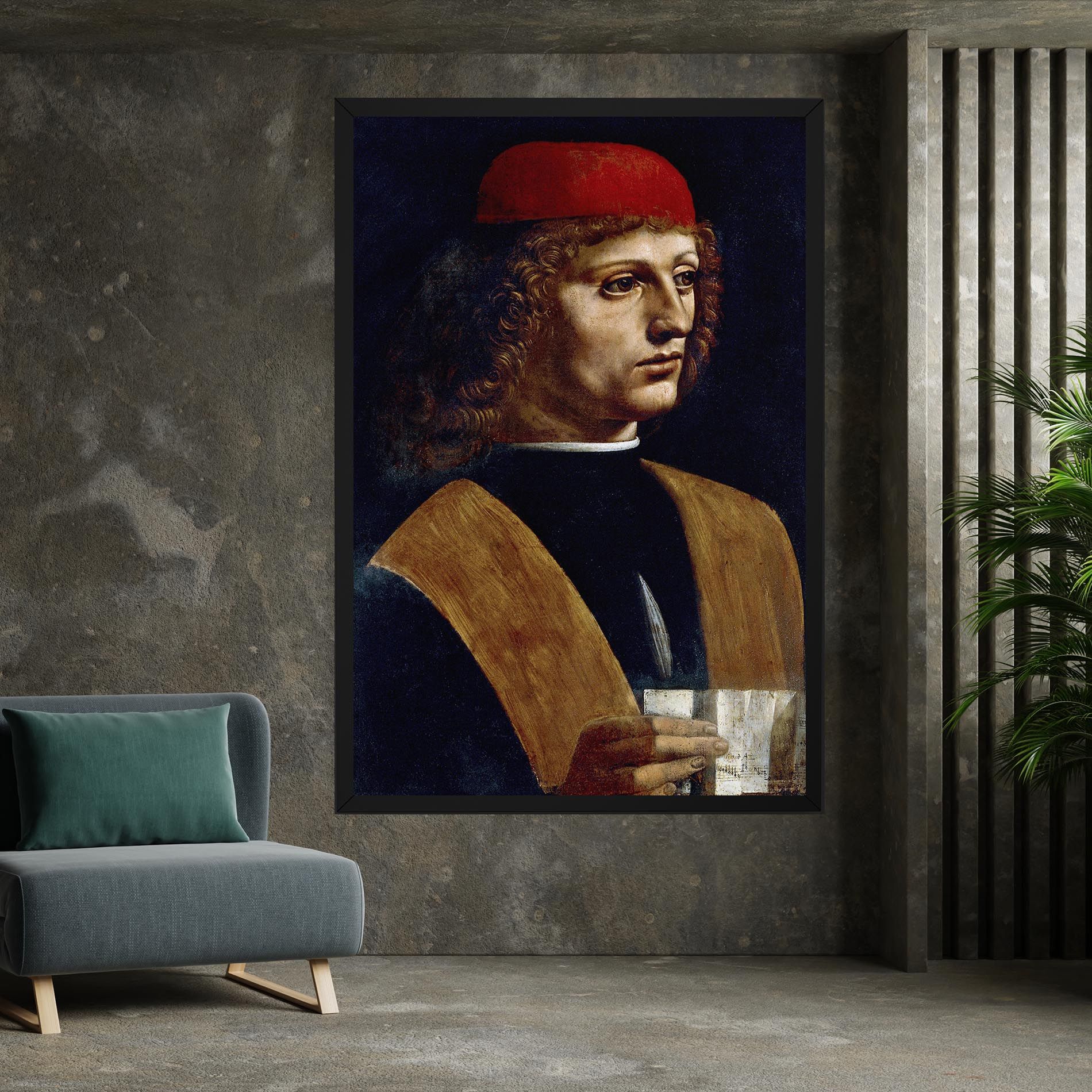 Leonardo Da Vinci's The Portrait Of A Musician mockup 7