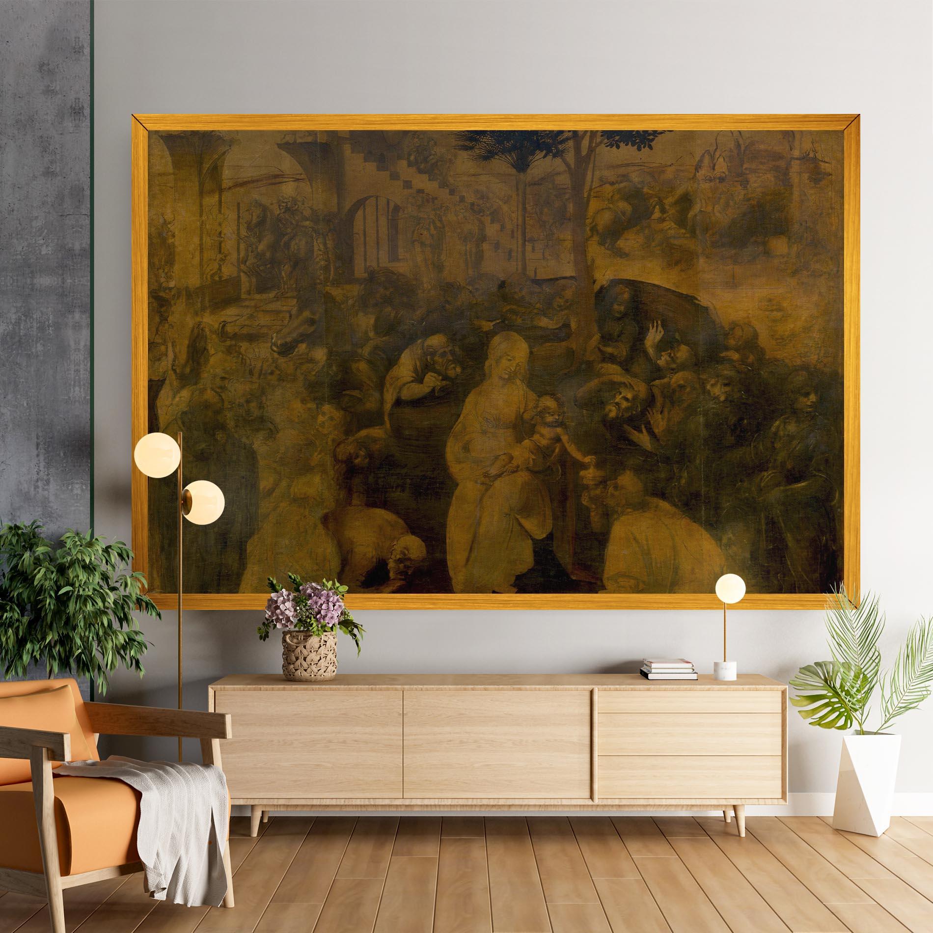 Vászonkép Leonardo Da Vinci Adorazione Dei Magi mockup 9