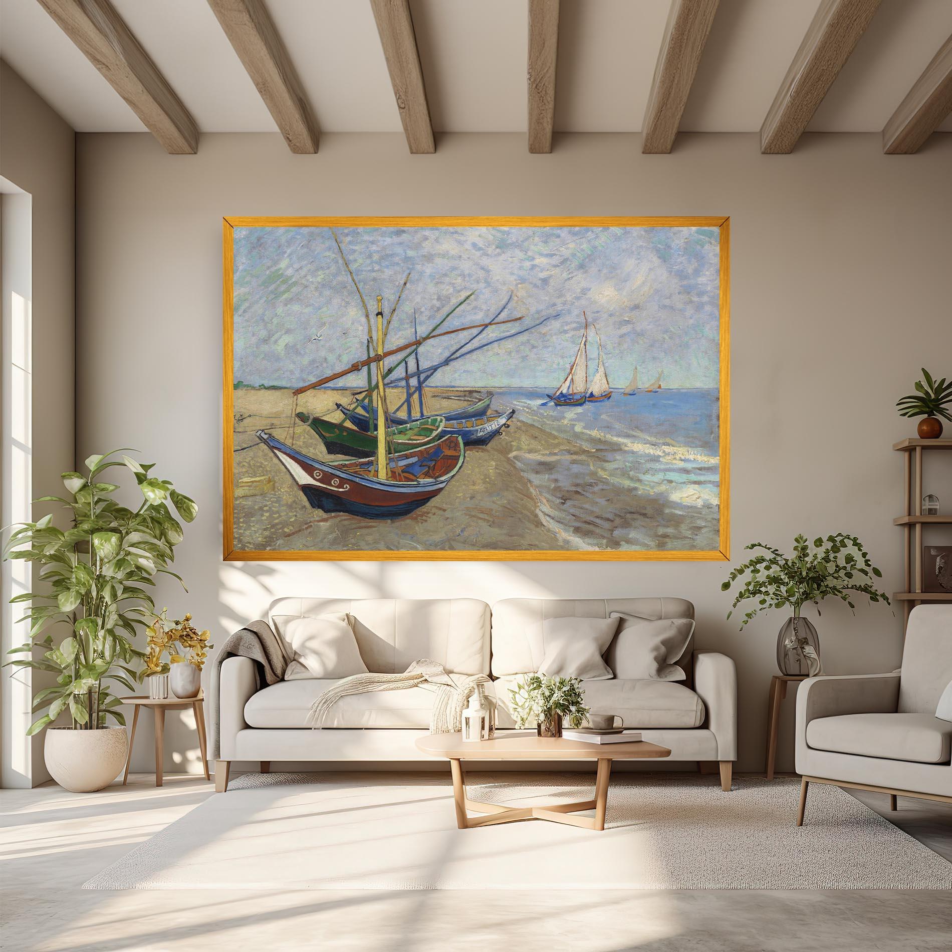 Vászonkép Boats Beach mockup 6