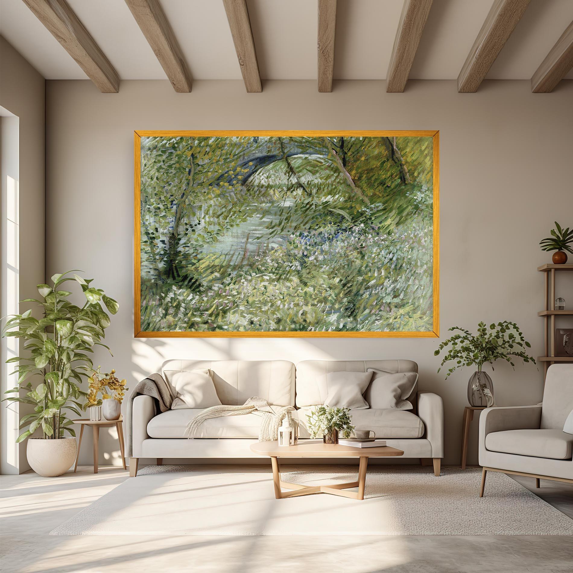 Vászonkép River Bank Springtime mockup 6