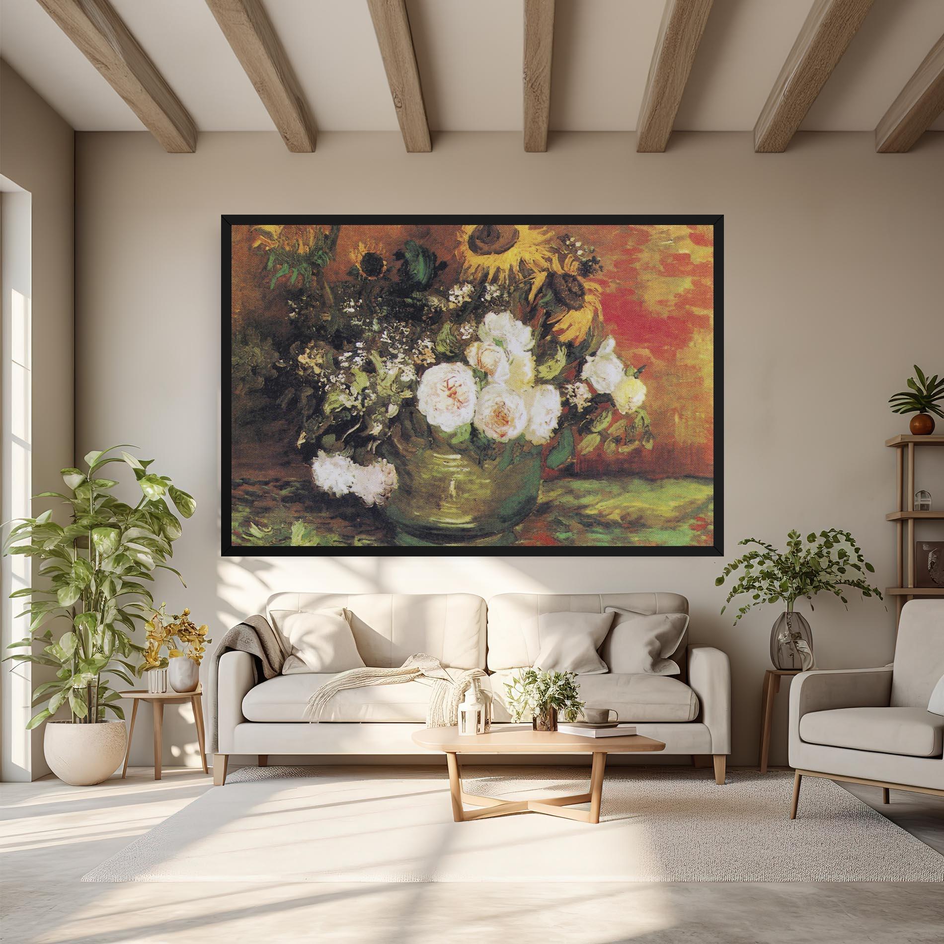 Vászonkép Bowl With Sunflowers mockup 6