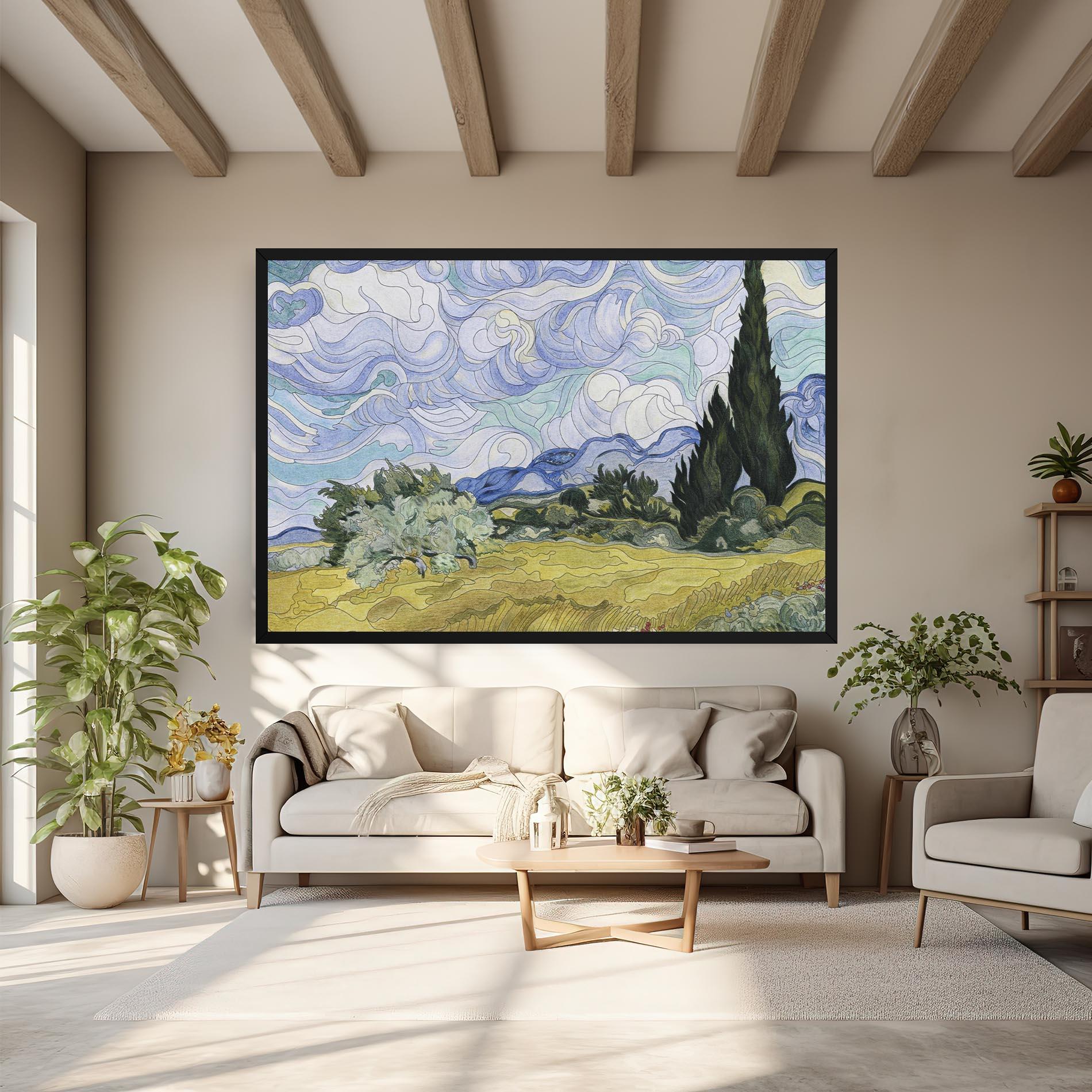 Vászonkép Wheat Field Cypresses mockup 6