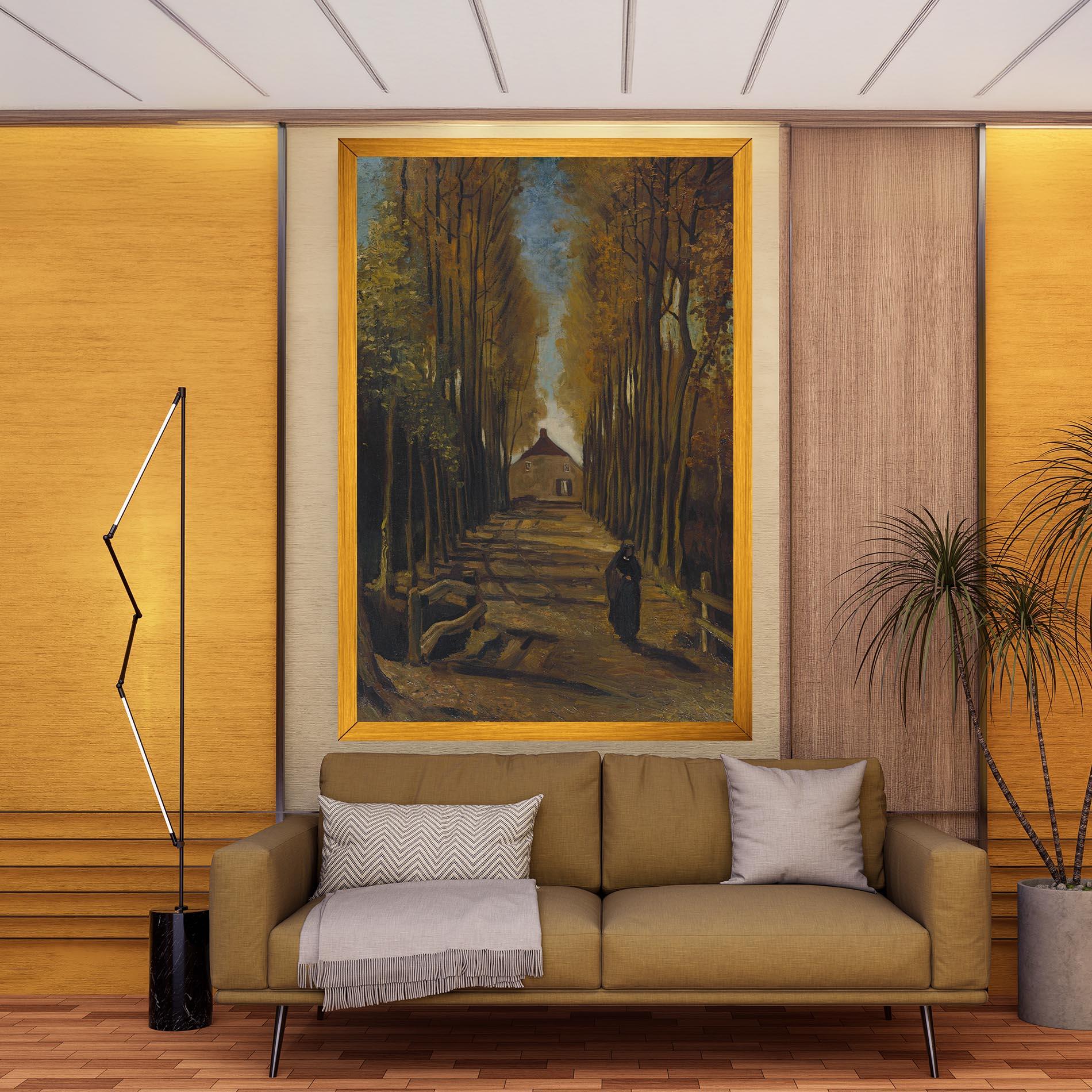 Vászonkép Avenue Of Poplars Autumn mockup 9