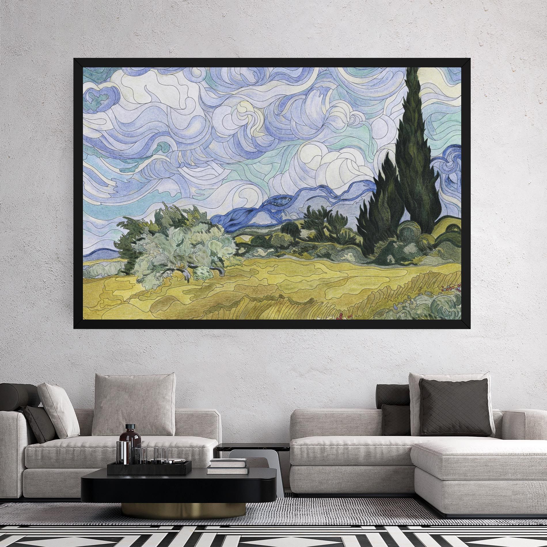 Wheat Field Cypresses mockup 2