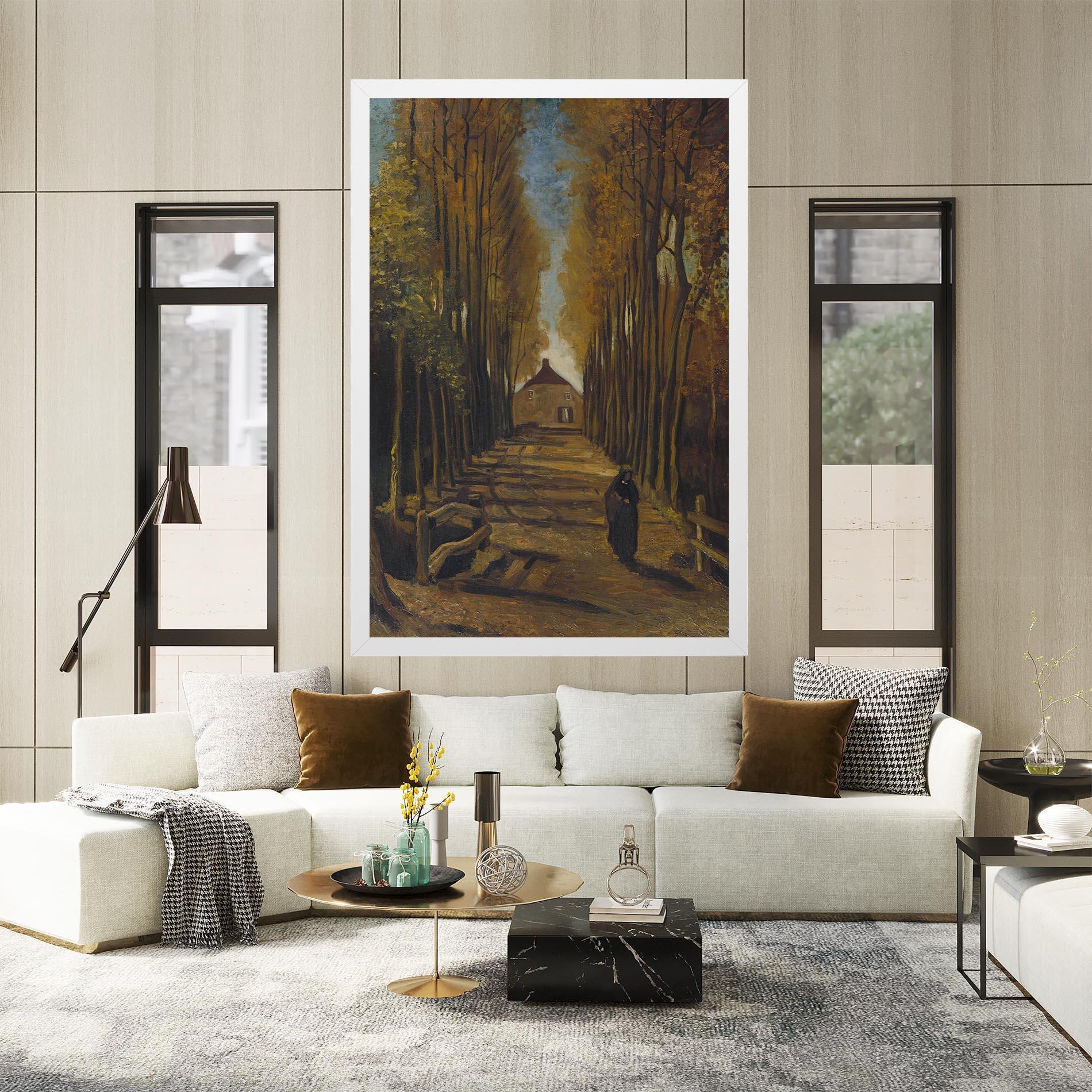 Vászonkép Avenue Of Poplars Autumn mockup 2