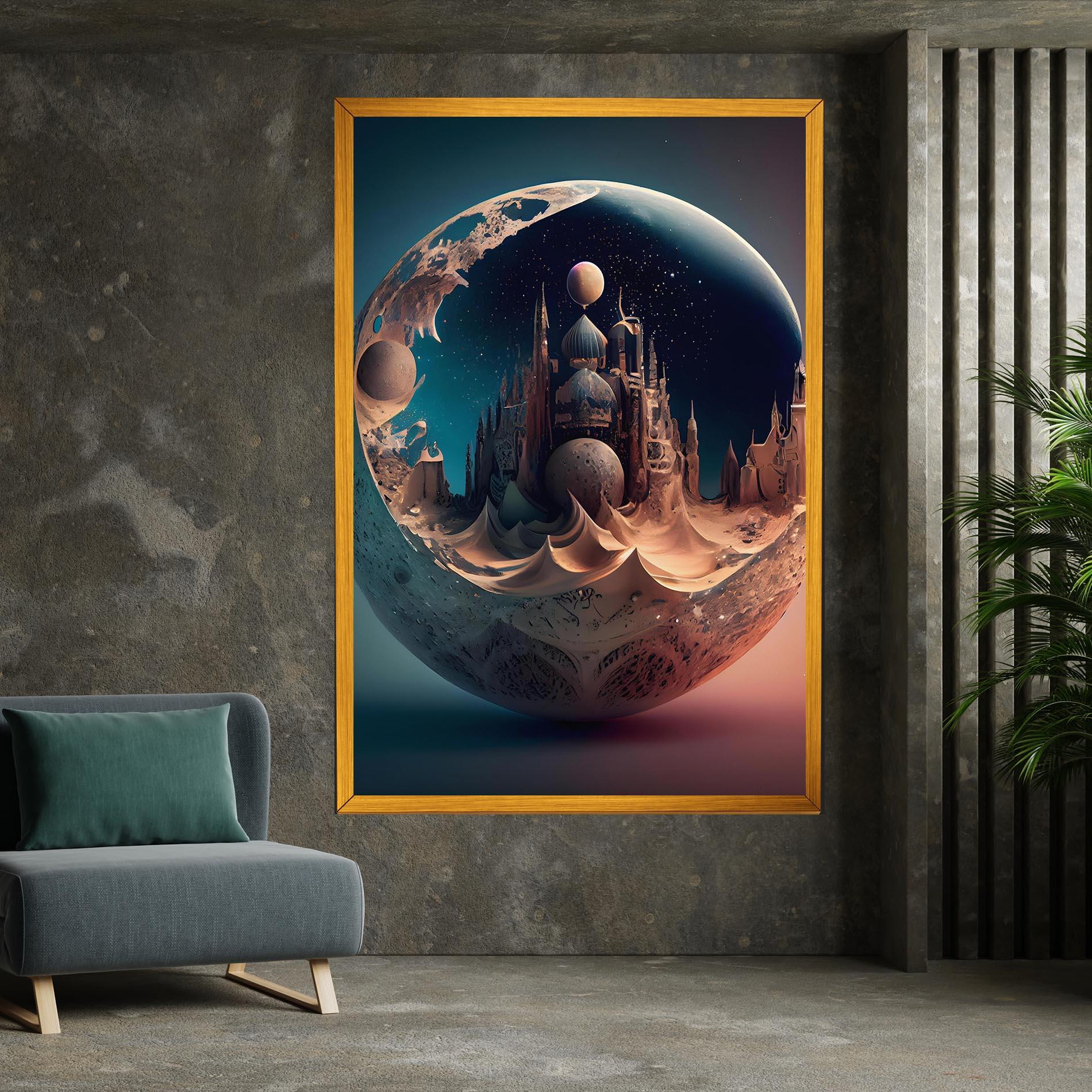 Vászonkép Fantasy Planet Castle mockup 7