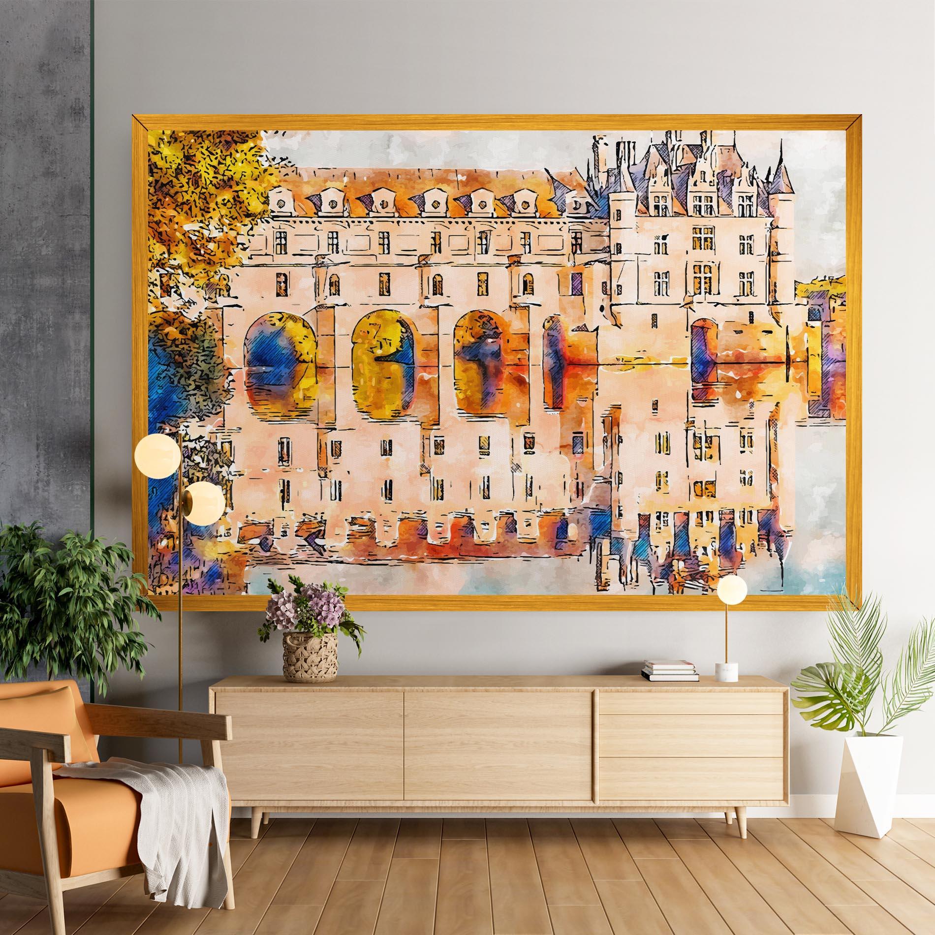 Vászonkép Blue Orange Castle mockup 9