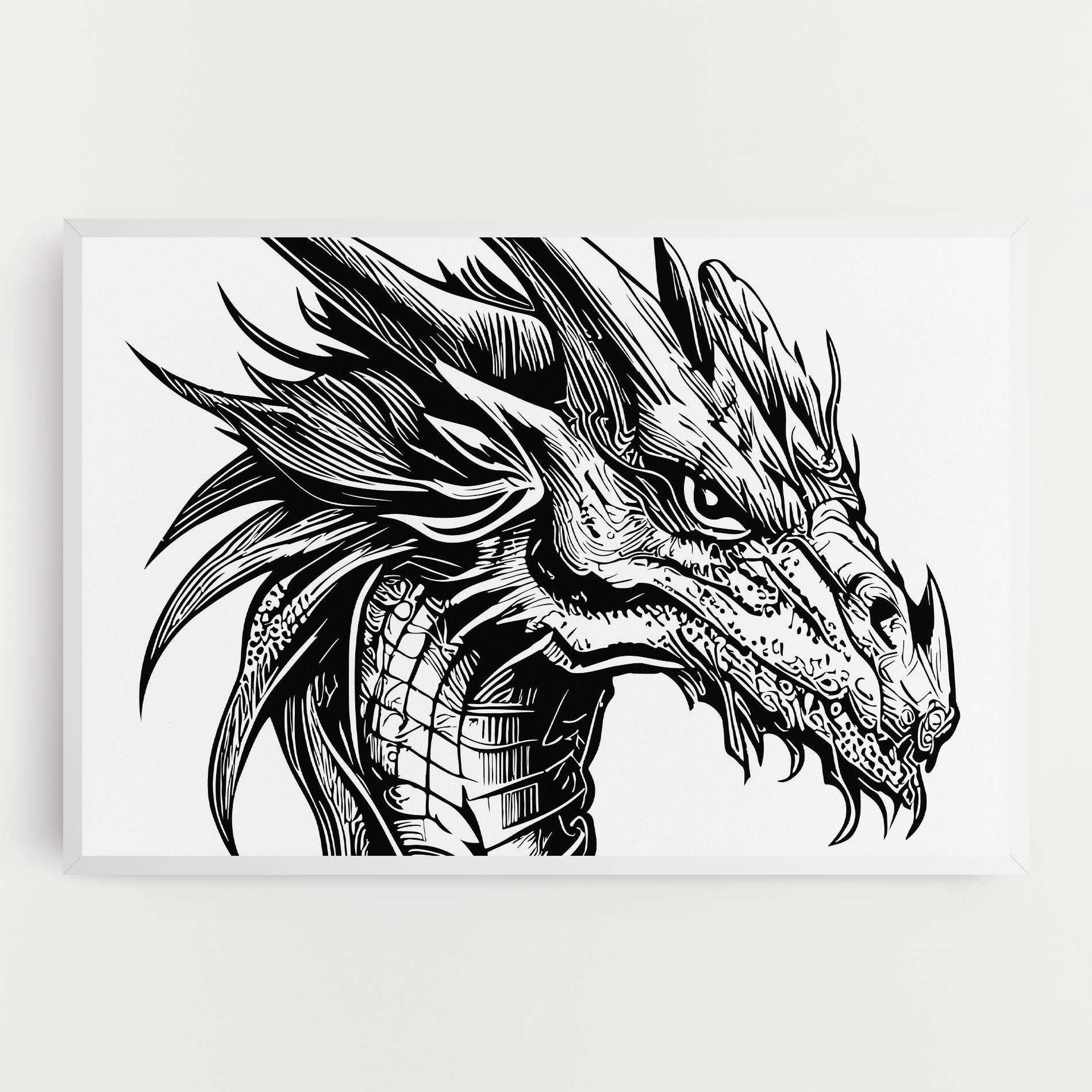 Vászonkép Black Line Dragon mockup 0