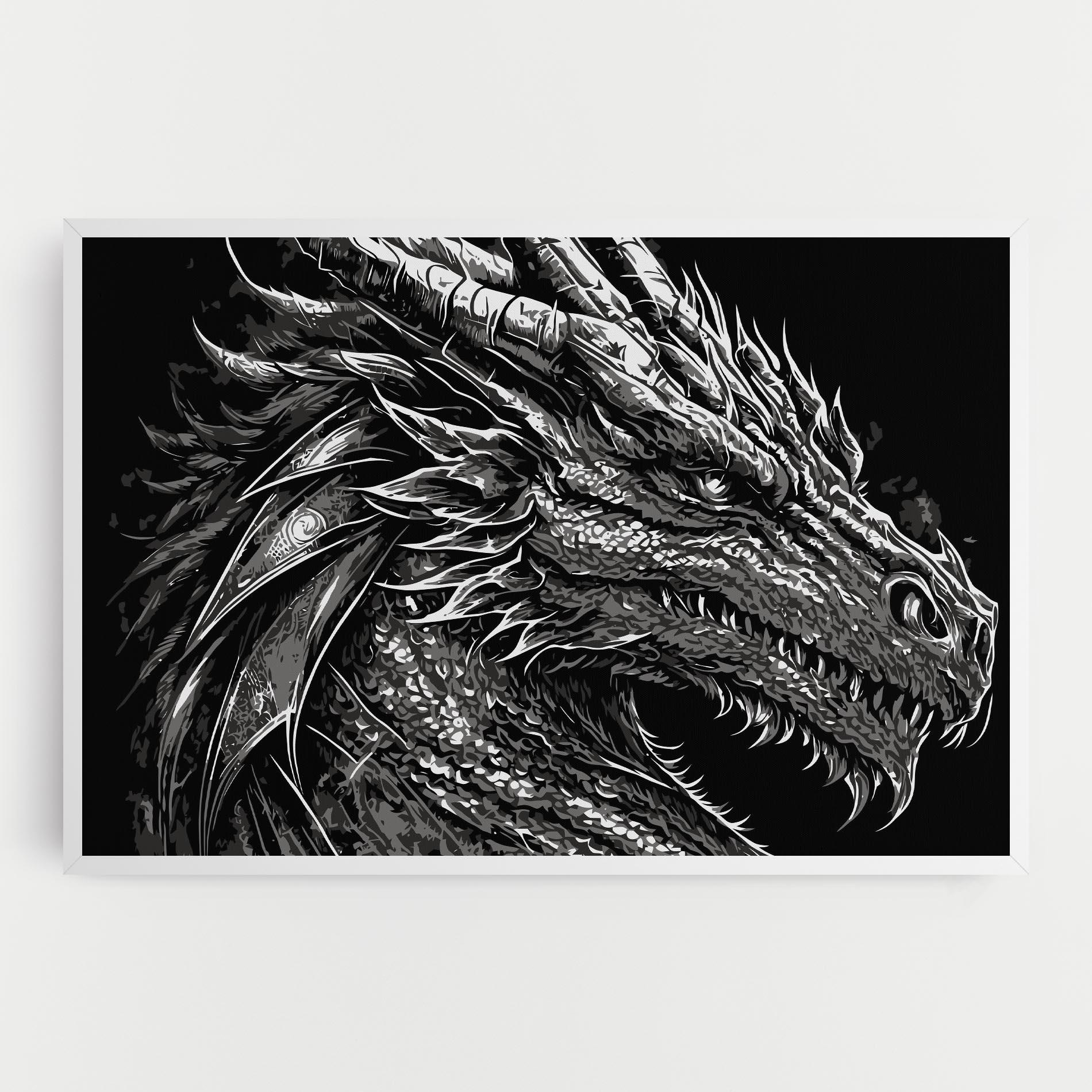 Vászonkép Grey White Dragon mockup 0