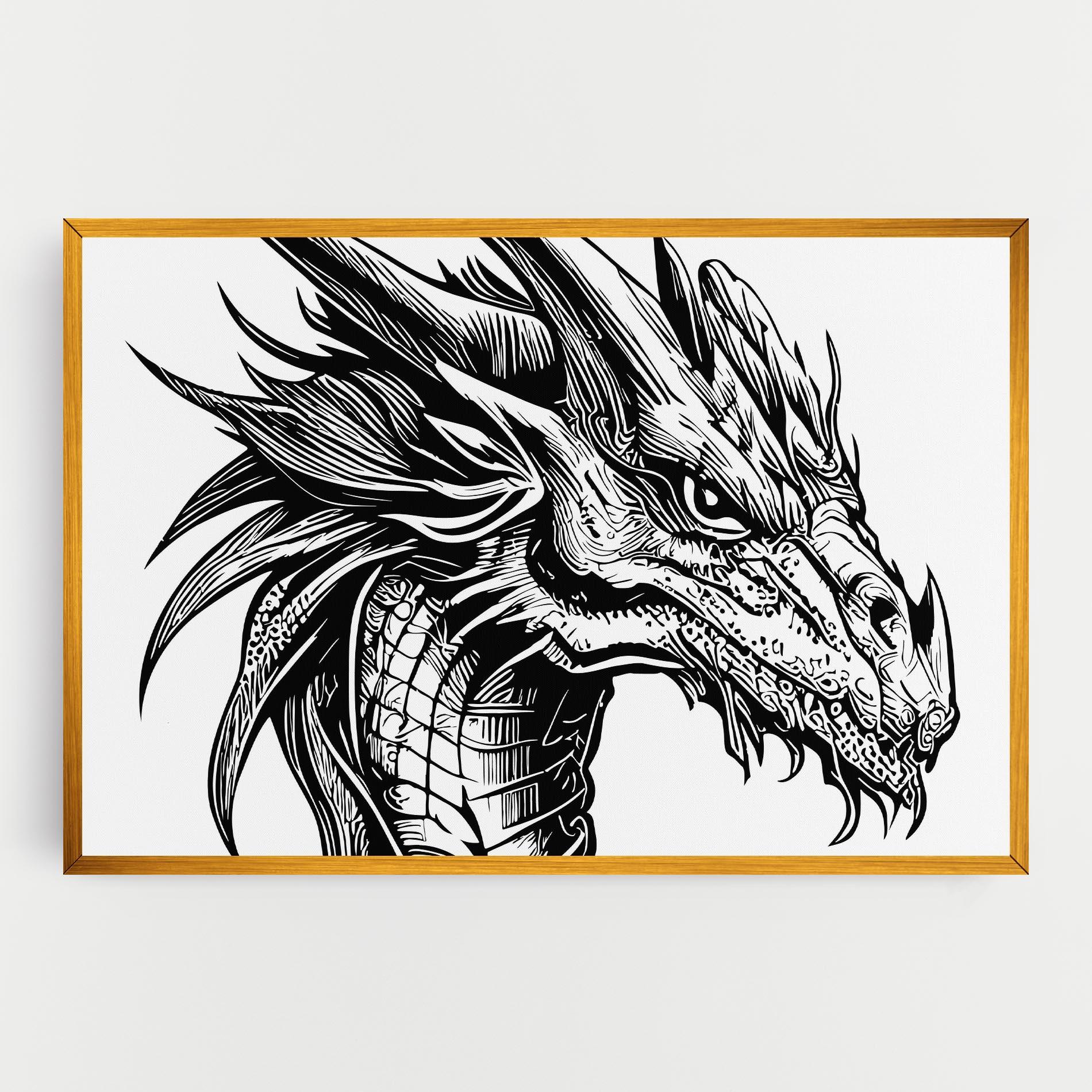 Vászonkép Black Line Dragon mockup 0