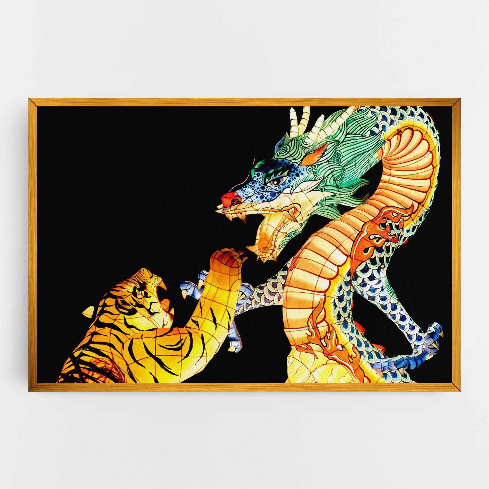 Vászonkép Chinese Dragon And Tiger mockup 0