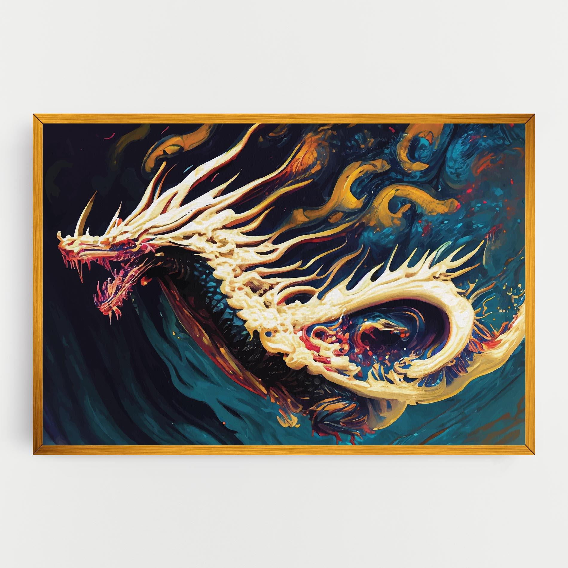 Vászonkép Flying Acrylic Dragon mockup 0