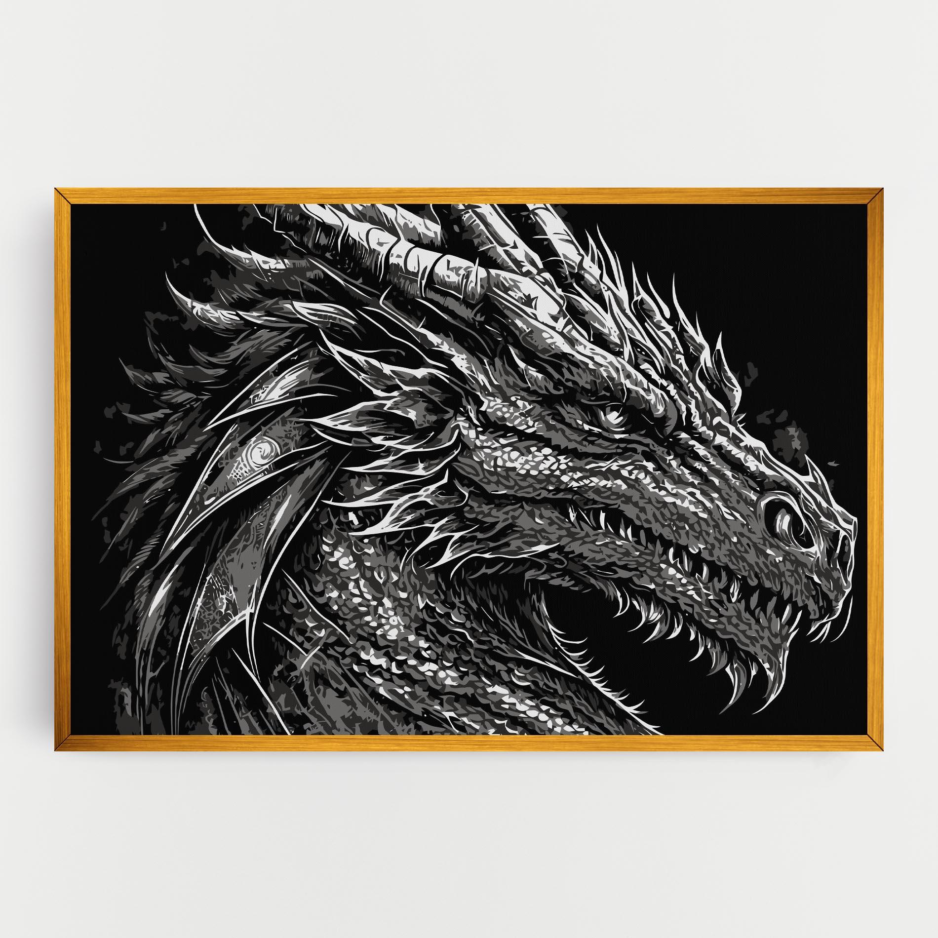 Vászonkép Grey White Dragon mockup 0