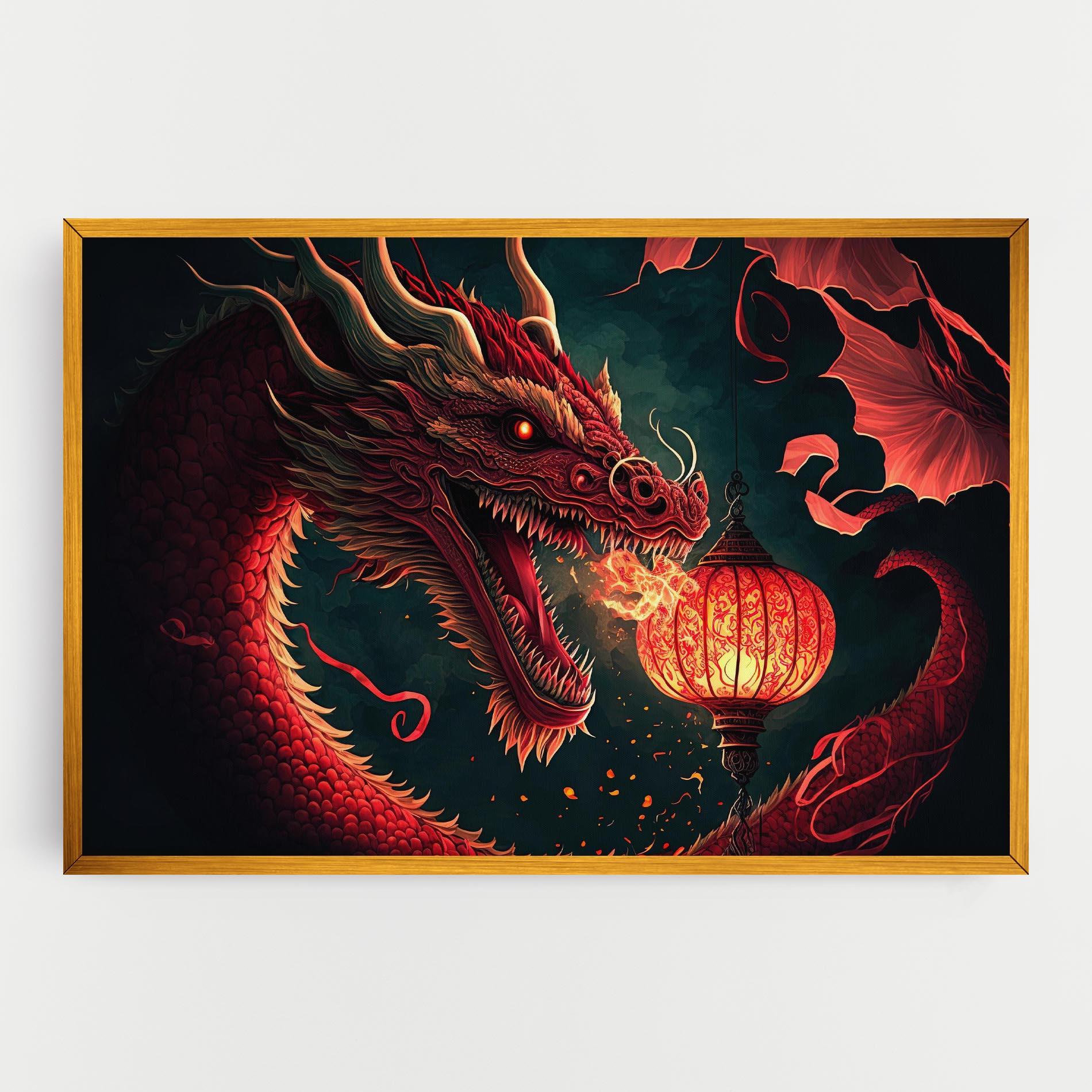 Vászonkép Red Fire Dragon mockup 0