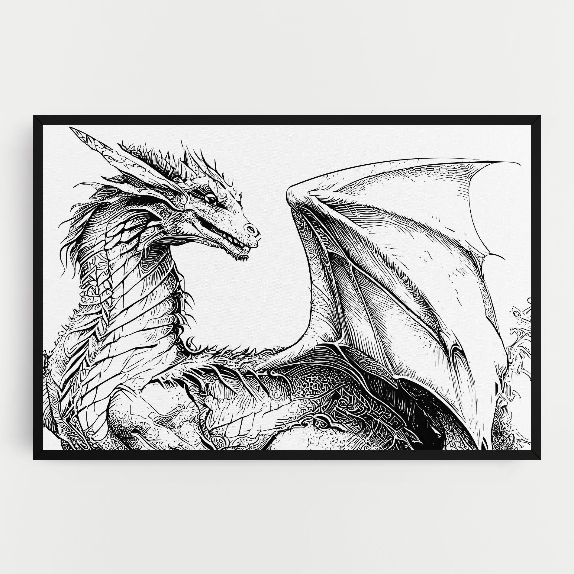 Vászonkép Dragon Sketch mockup 0
