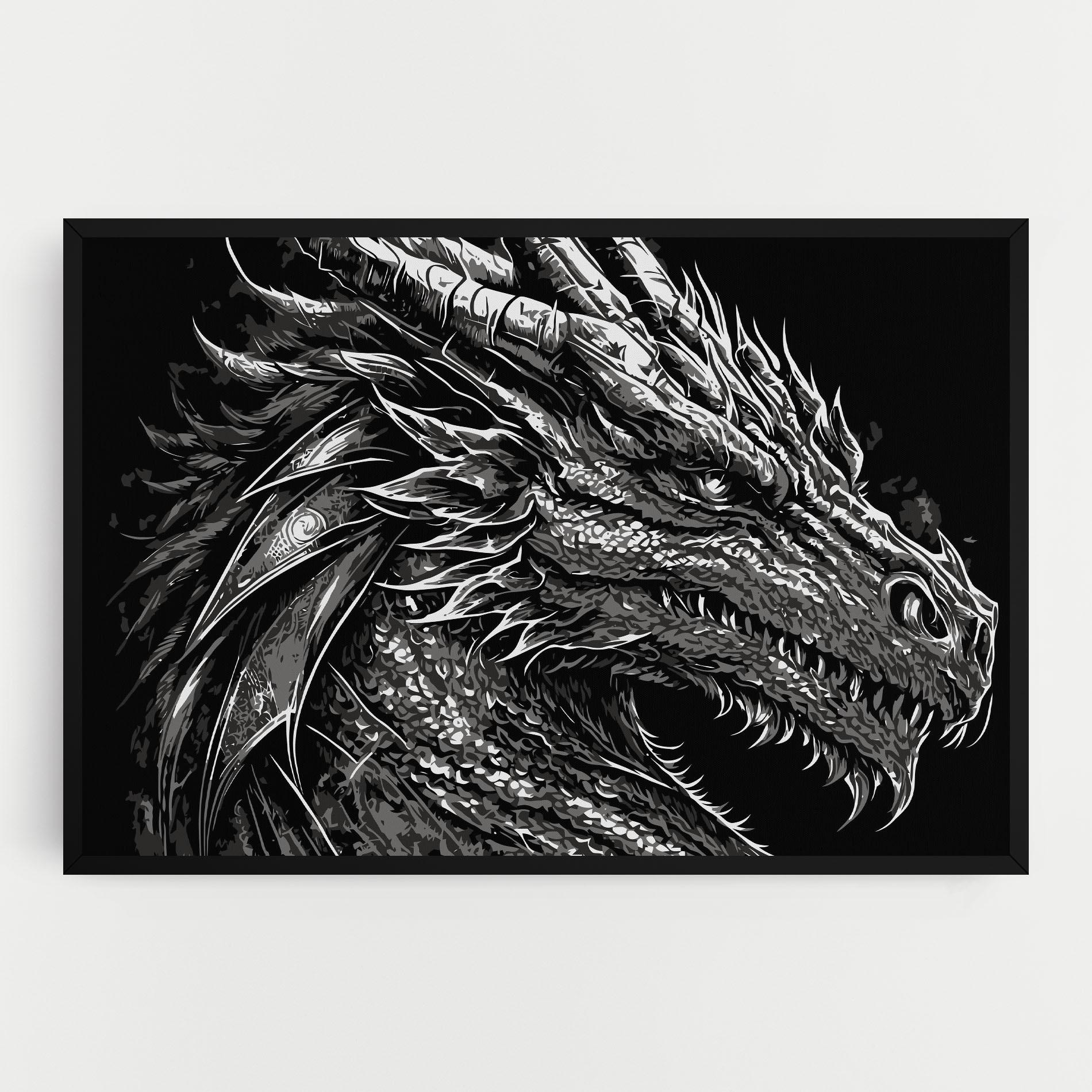 Vászonkép Grey White Dragon mockup 0