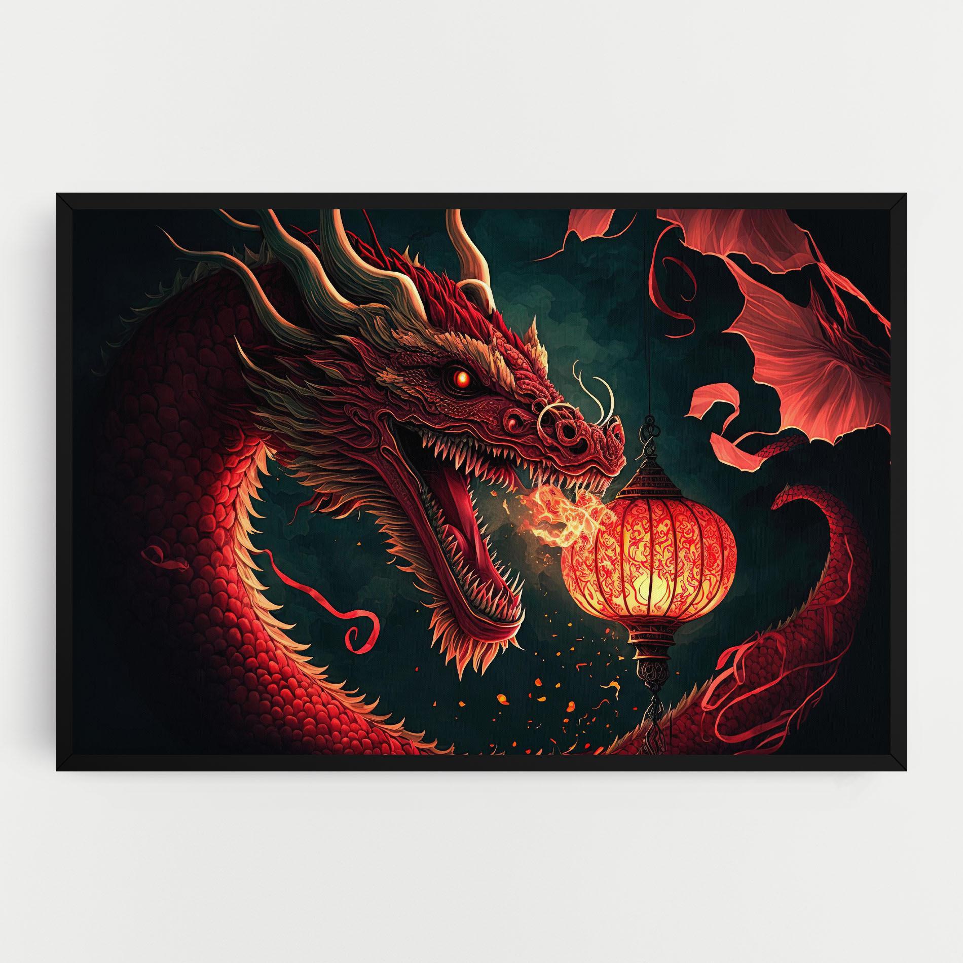 Vászonkép Red Fire Dragon mockup 0