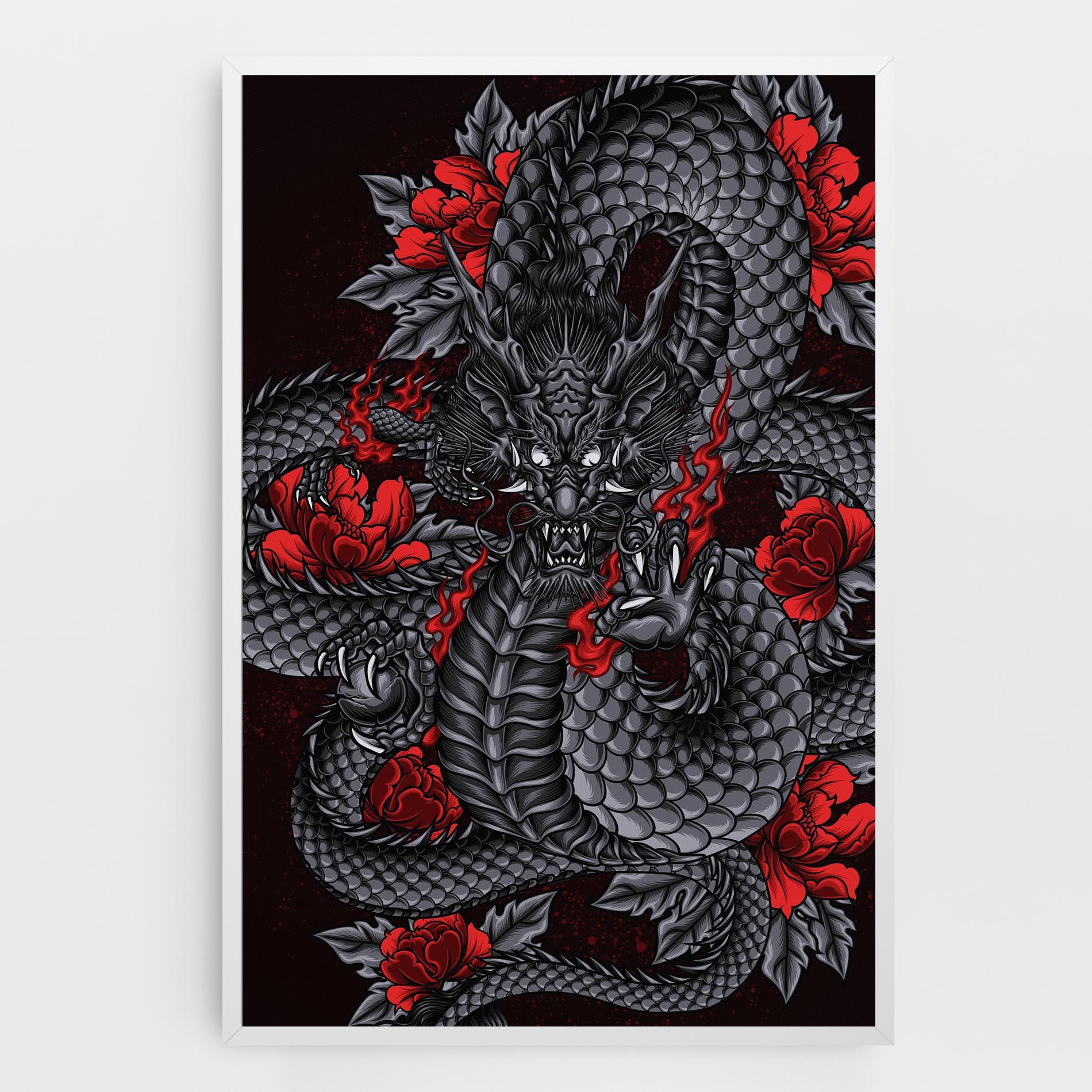 Vászonkép Red Flower Dragon mockup 0