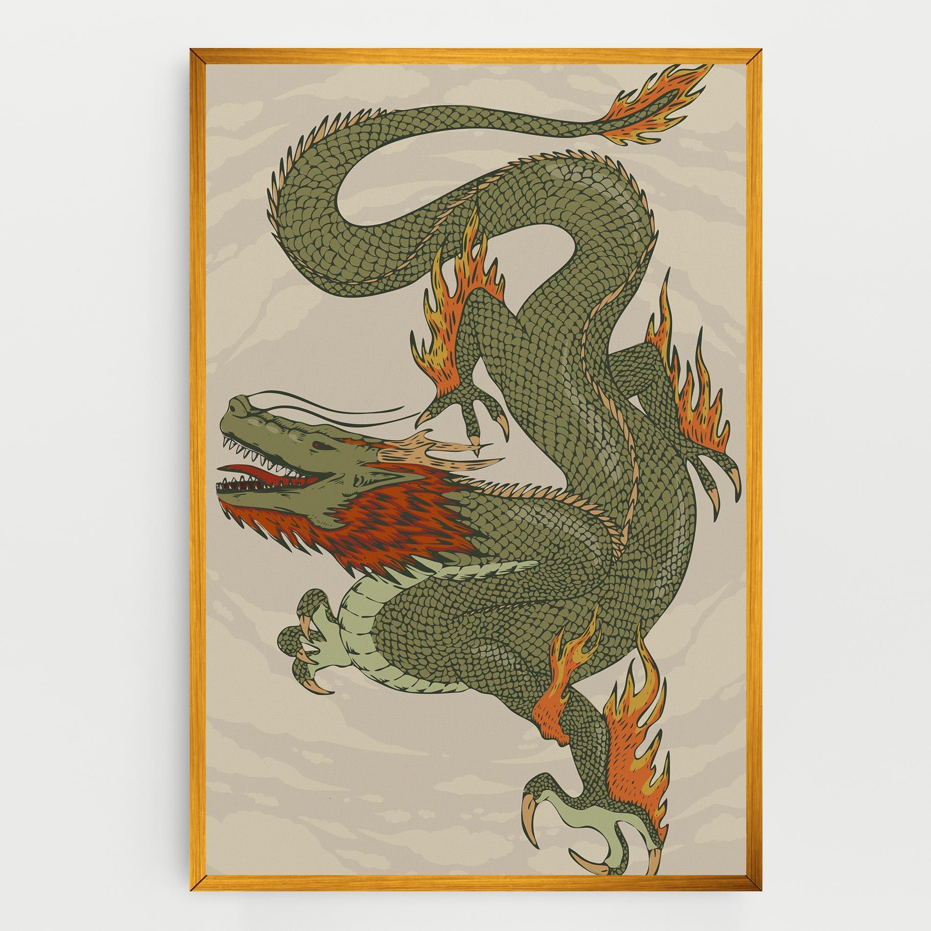 Vászonkép Chinese Dragon Green mockup 0
