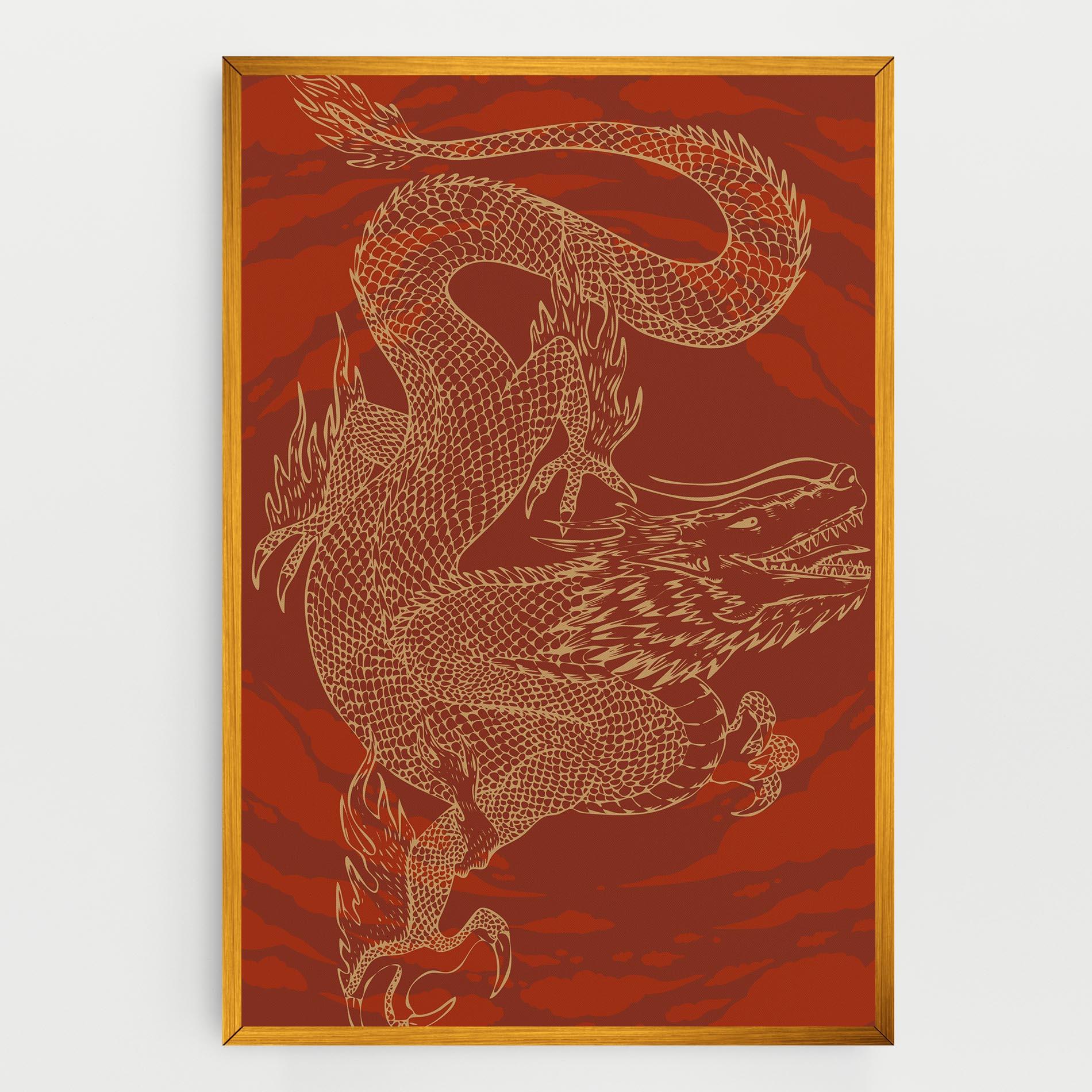 Vászonkép Chinese Dragon Red mockup 0
