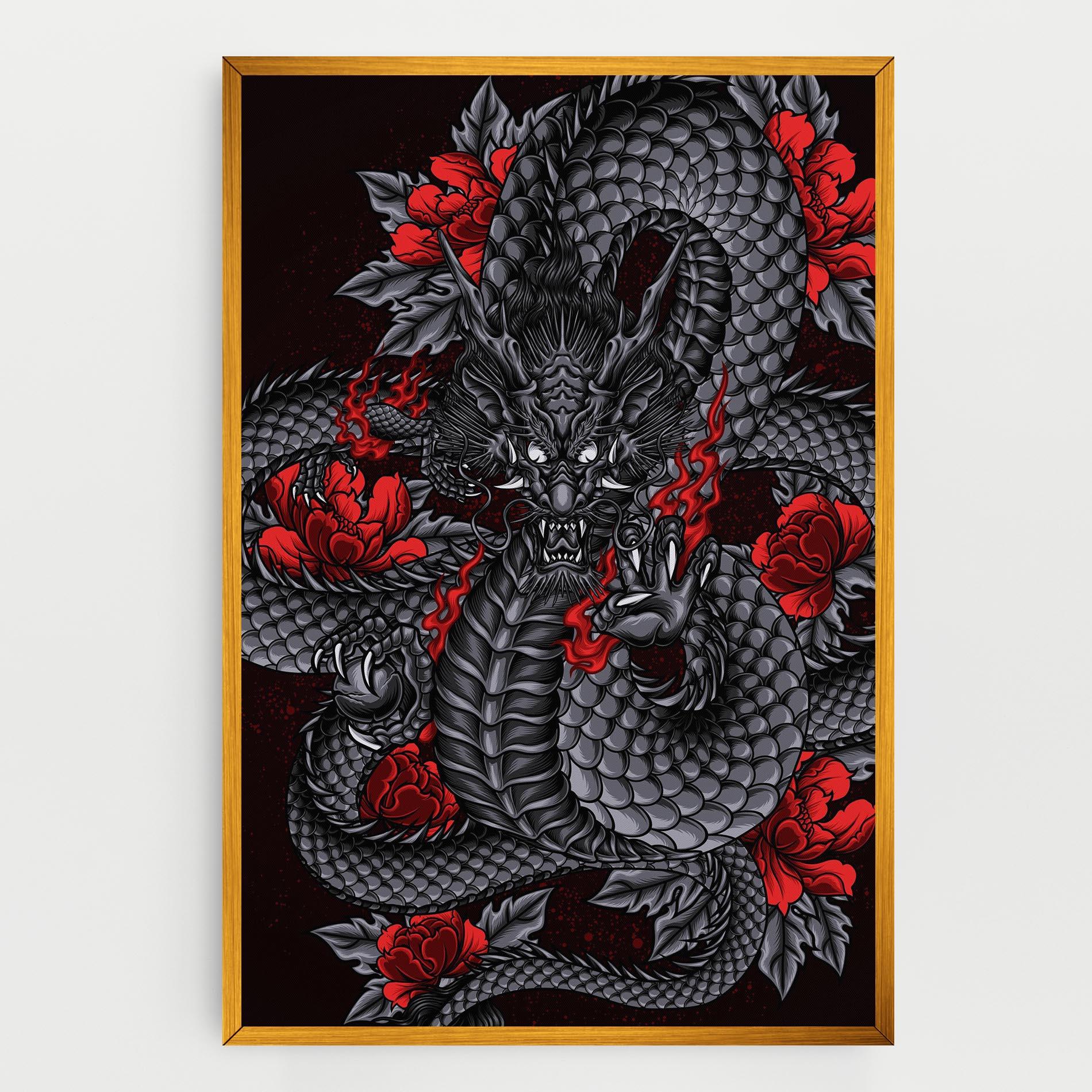 Vászonkép Red Flower Dragon mockup 0