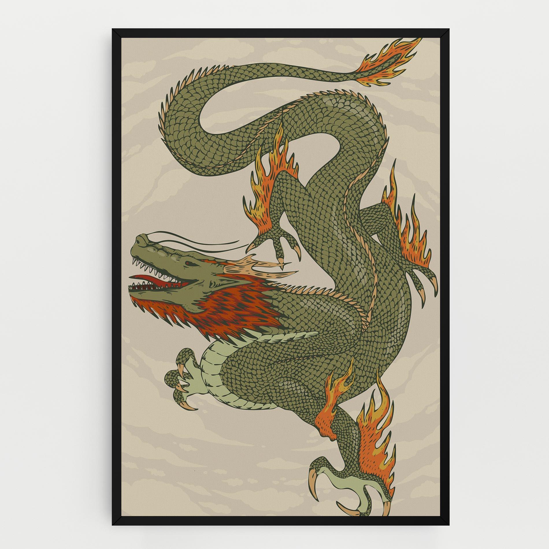 Vászonkép Chinese Dragon Green mockup 0
