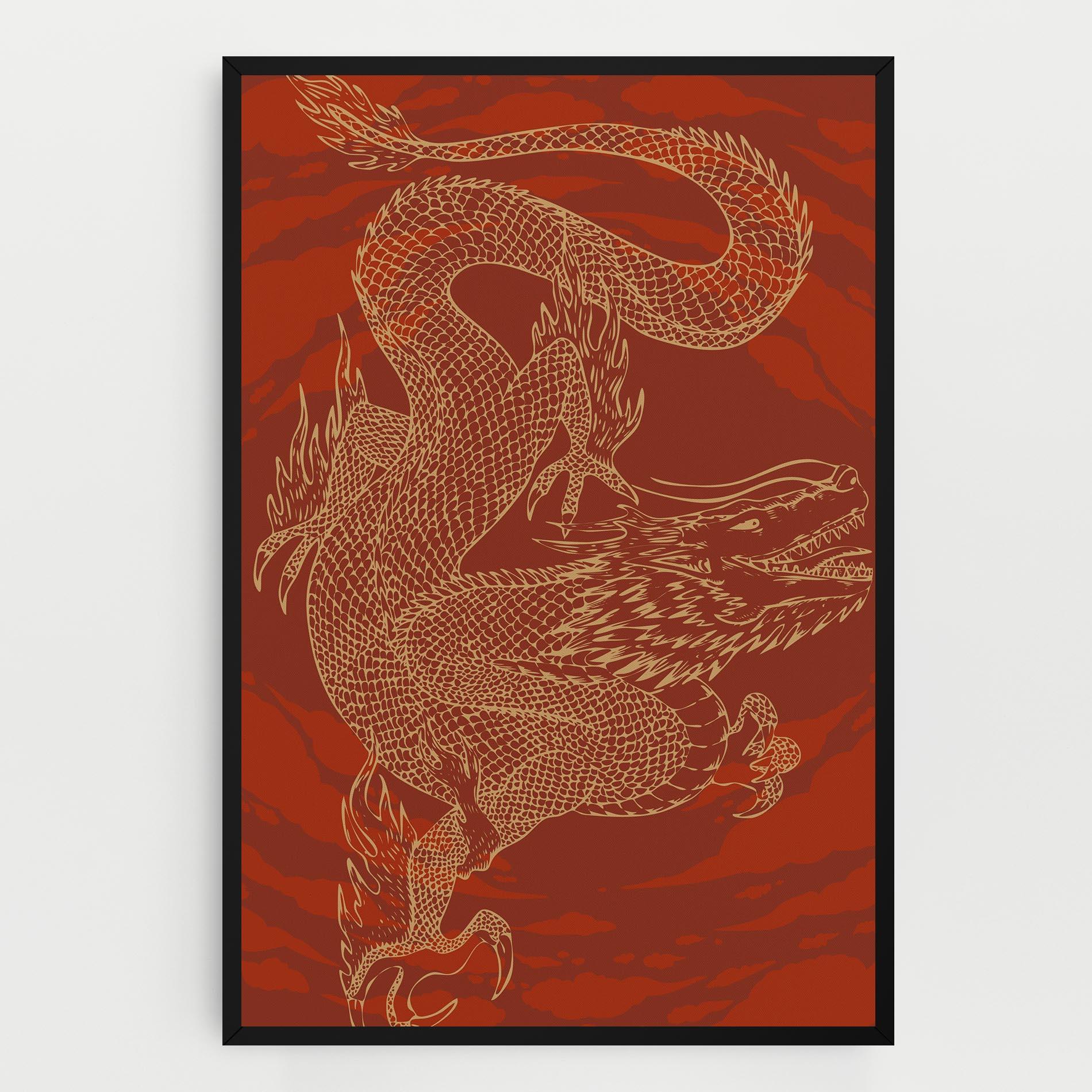 Vászonkép Chinese Dragon Red mockup 0
