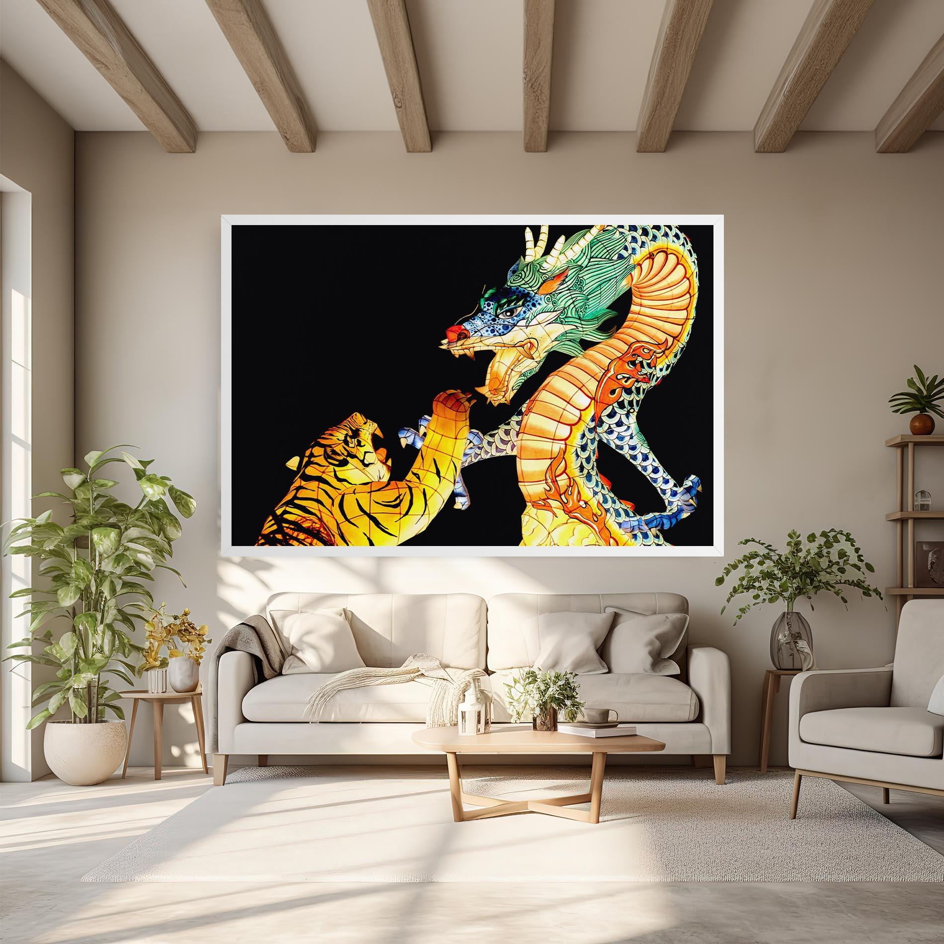 Vászonkép Chinese Dragon And Tiger mockup 6