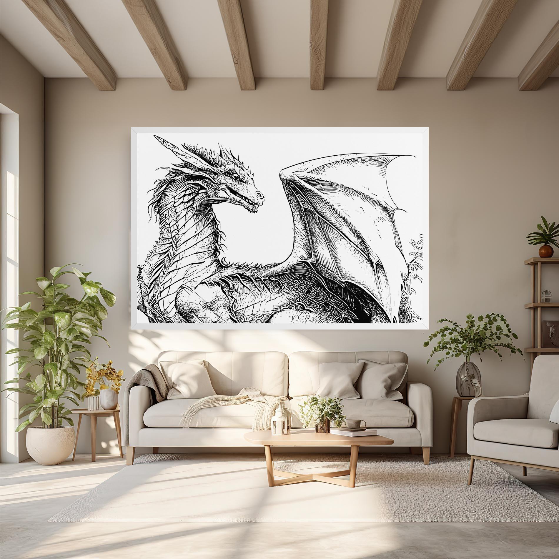 Vászonkép Dragon Sketch mockup 6