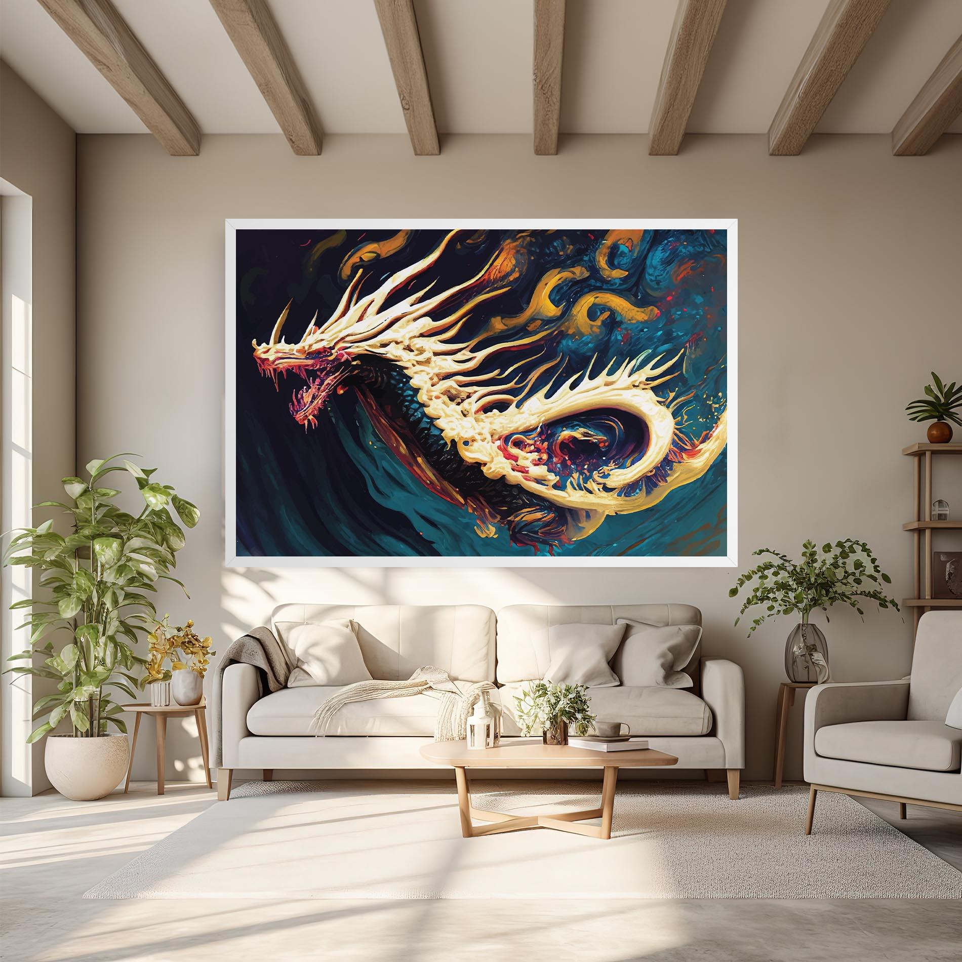 Vászonkép Flying Acrylic Dragon mockup 6