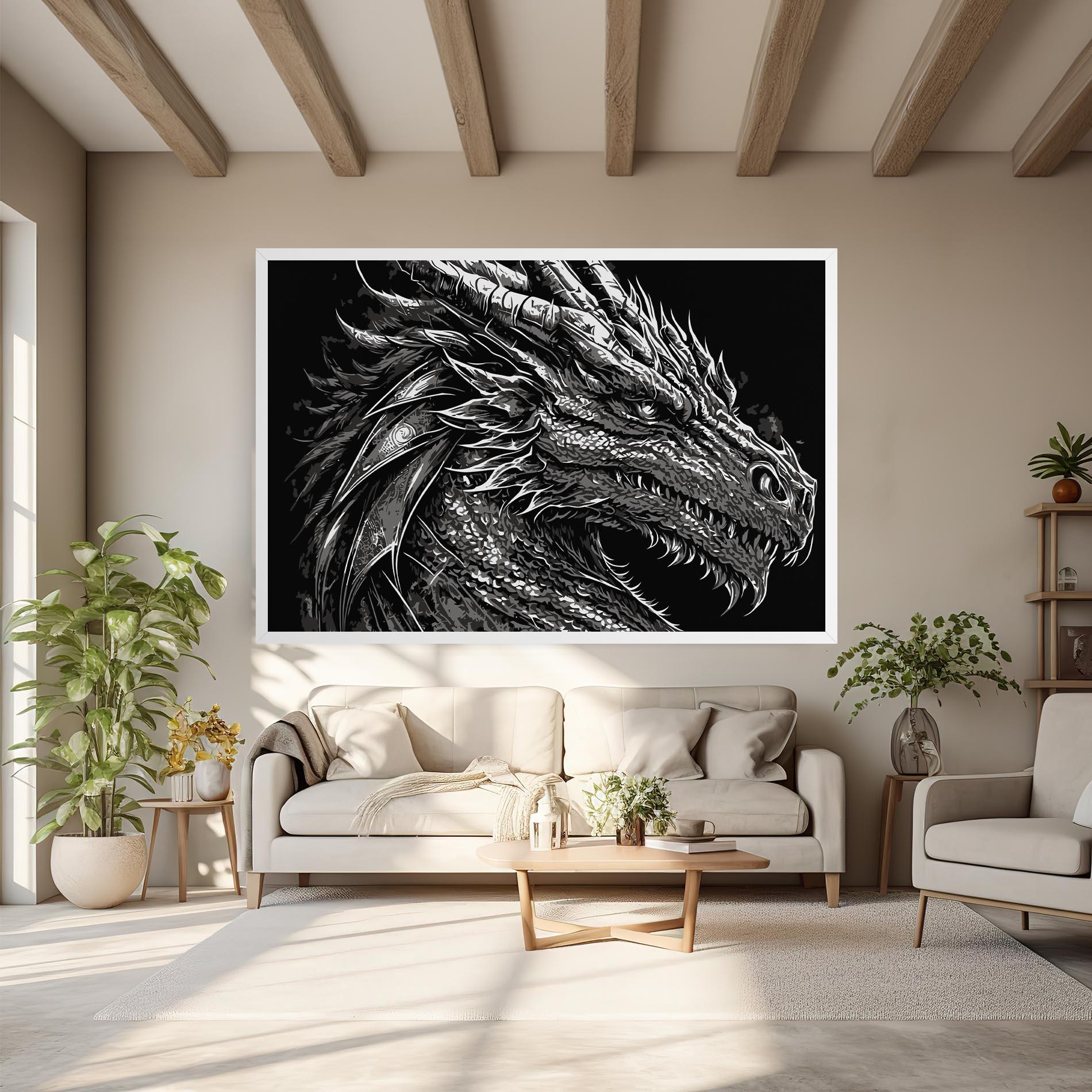 Vászonkép Grey White Dragon mockup 6