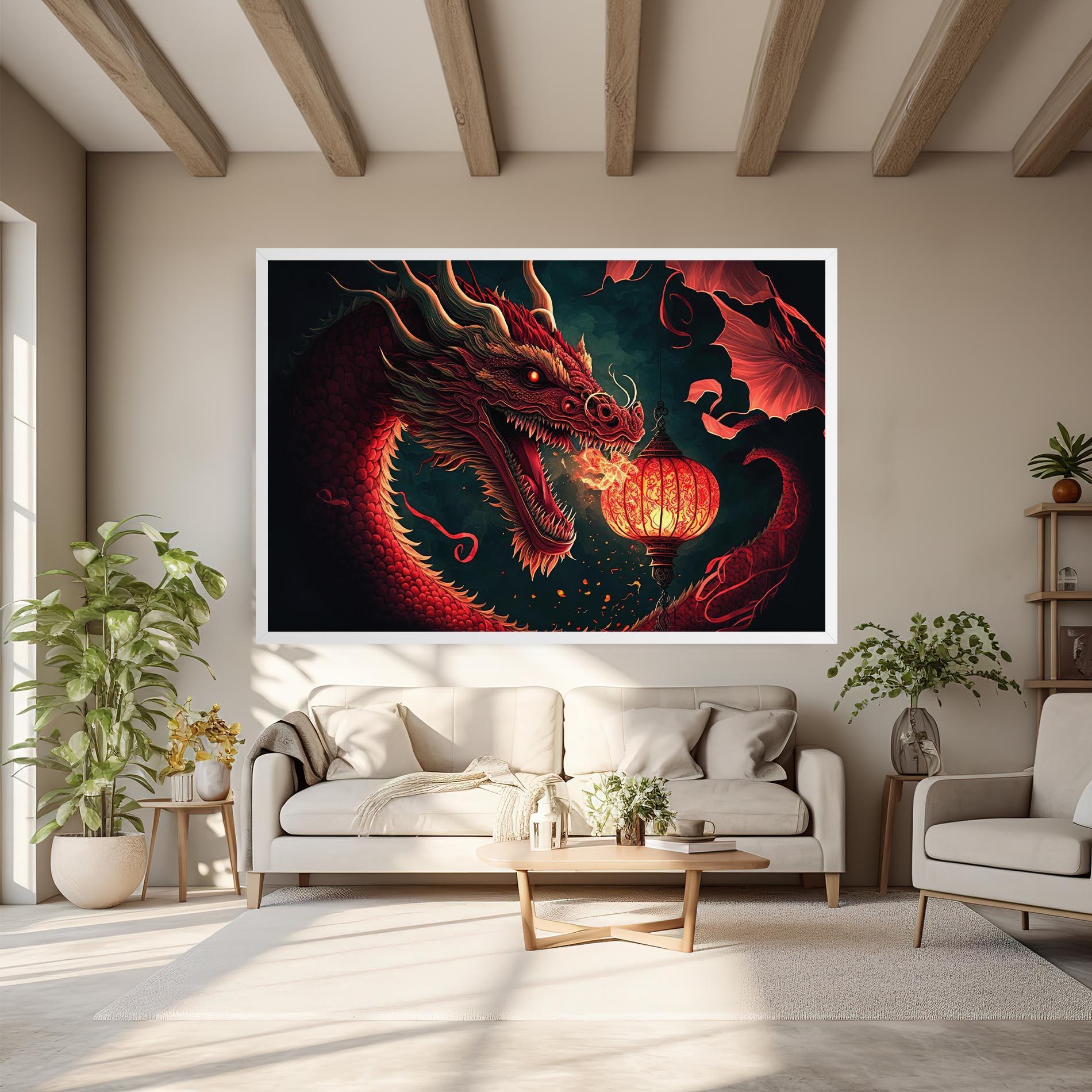 Vászonkép Red Fire Dragon mockup 6