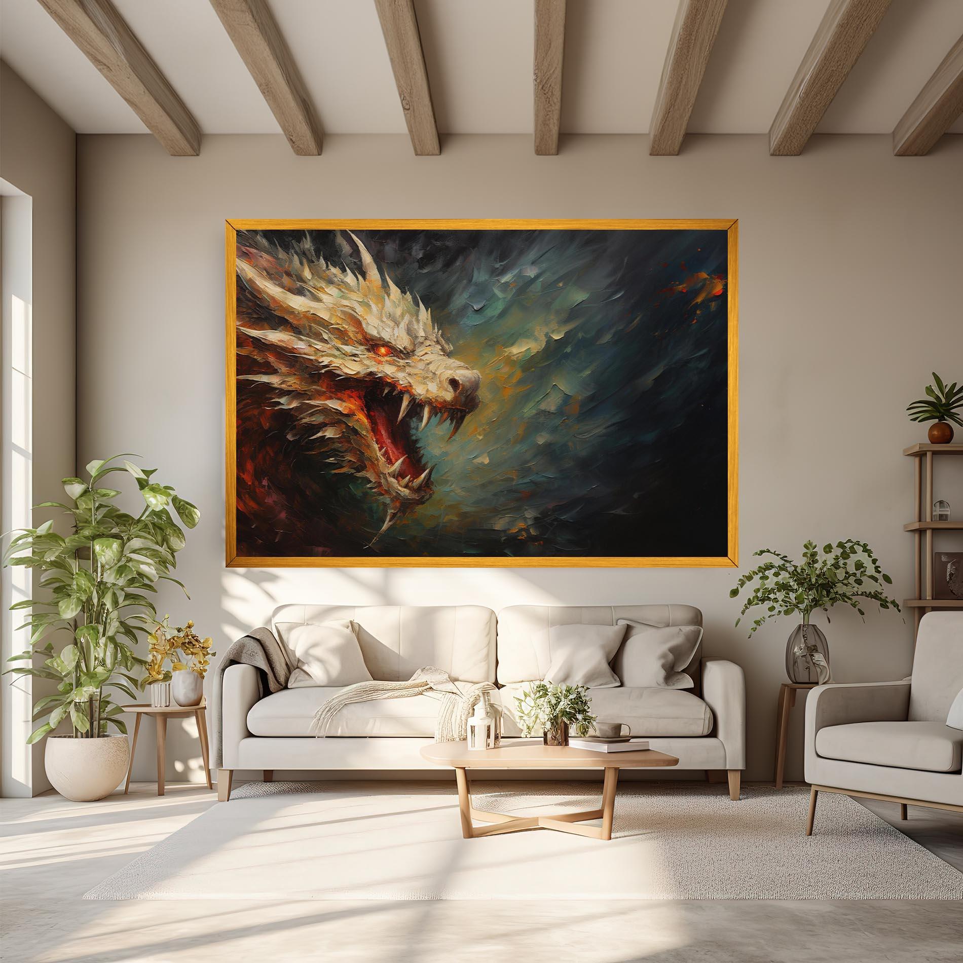 Vászonkép Angry Dragon Painting mockup 6
