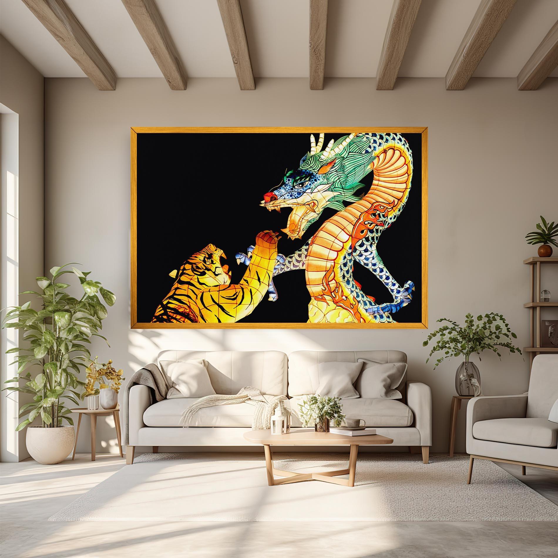 Vászonkép Chinese Dragon And Tiger mockup 6