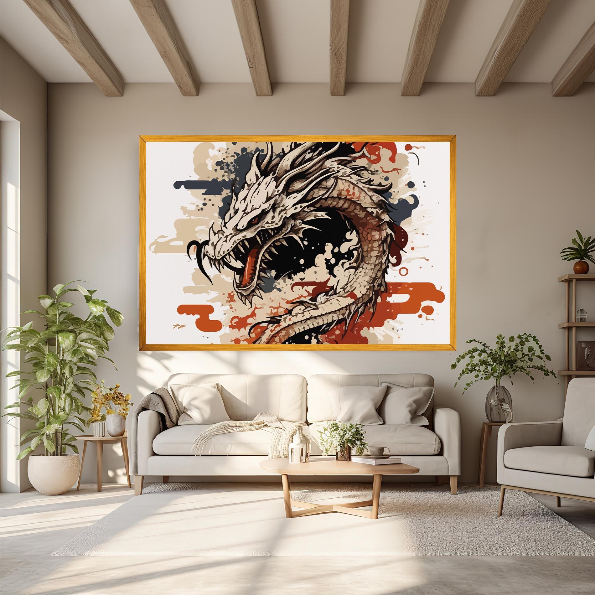 Vászonkép Cream Dragon Art mockup 6