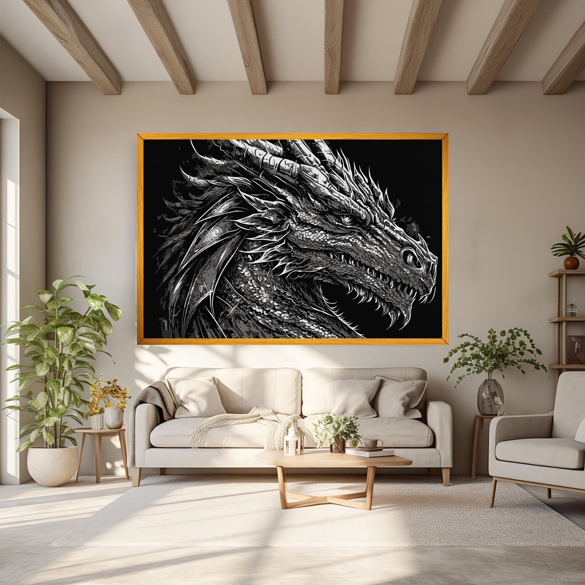 Vászonkép Grey White Dragon mockup 6
