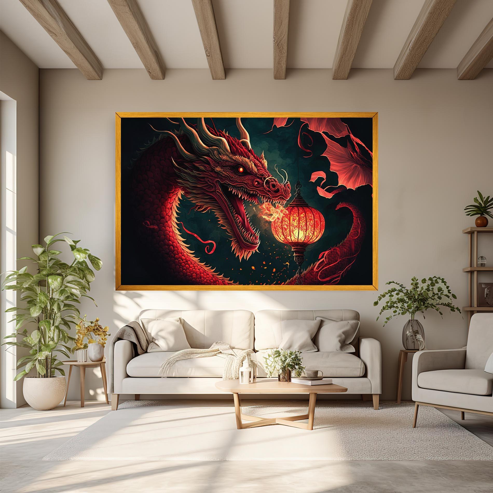 Vászonkép Red Fire Dragon mockup 6