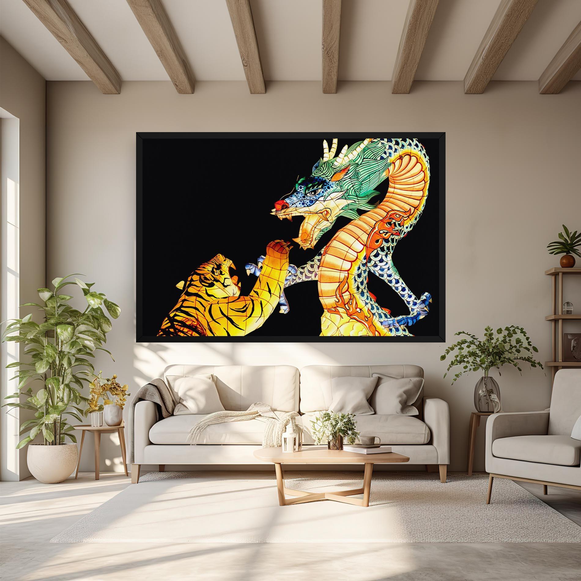 Vászonkép Chinese Dragon And Tiger mockup 6