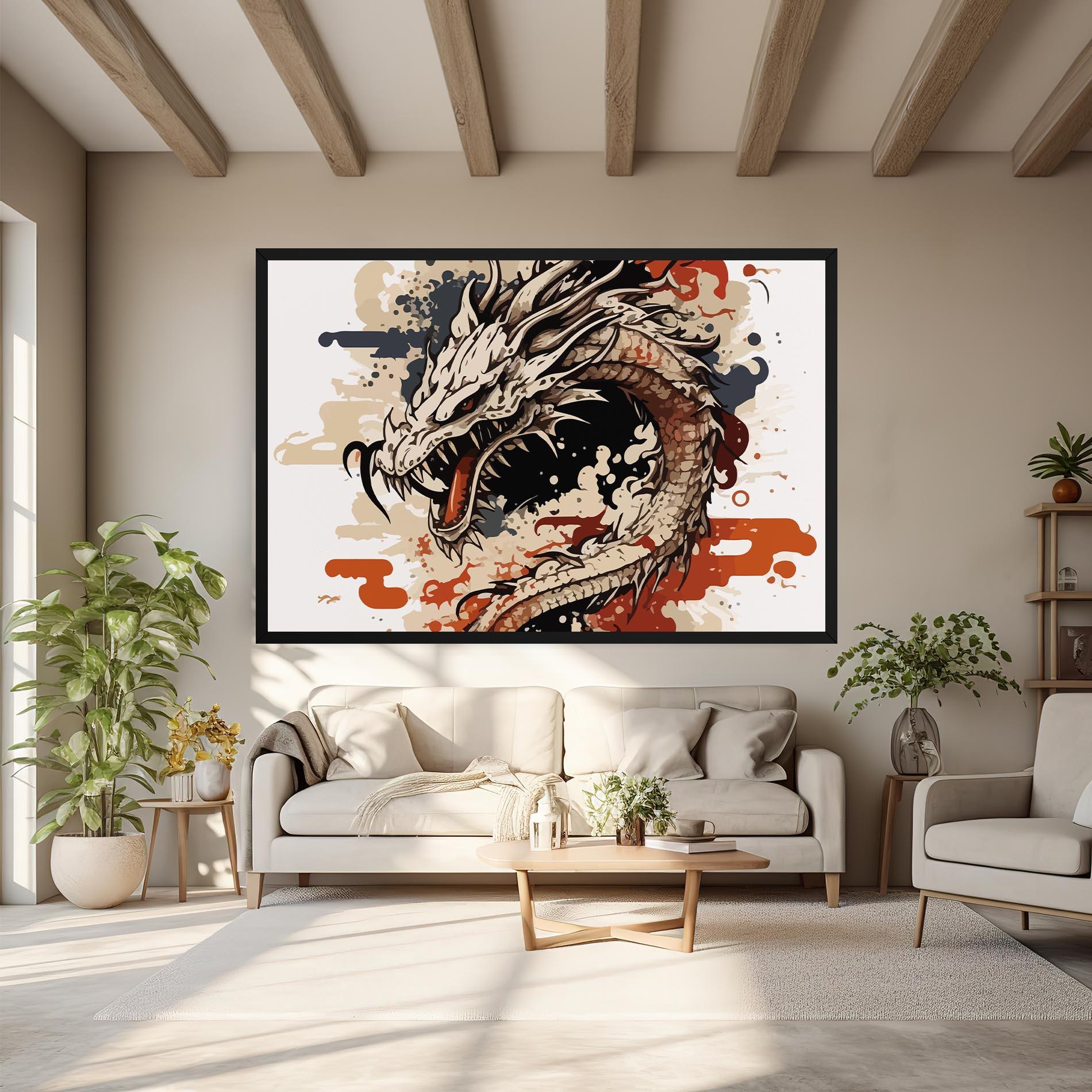 Vászonkép Cream Dragon Art mockup 6