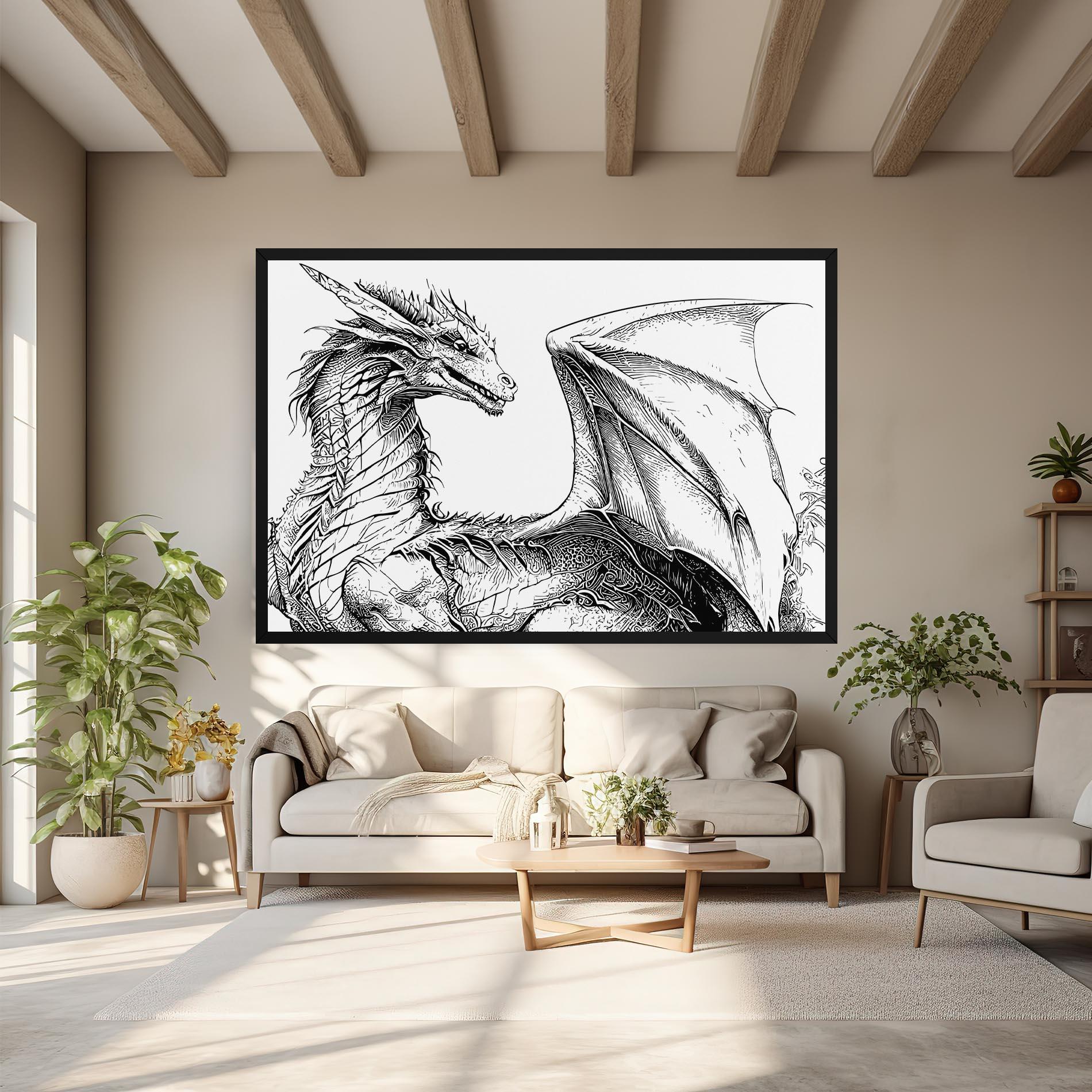 Vászonkép Dragon Sketch mockup 6