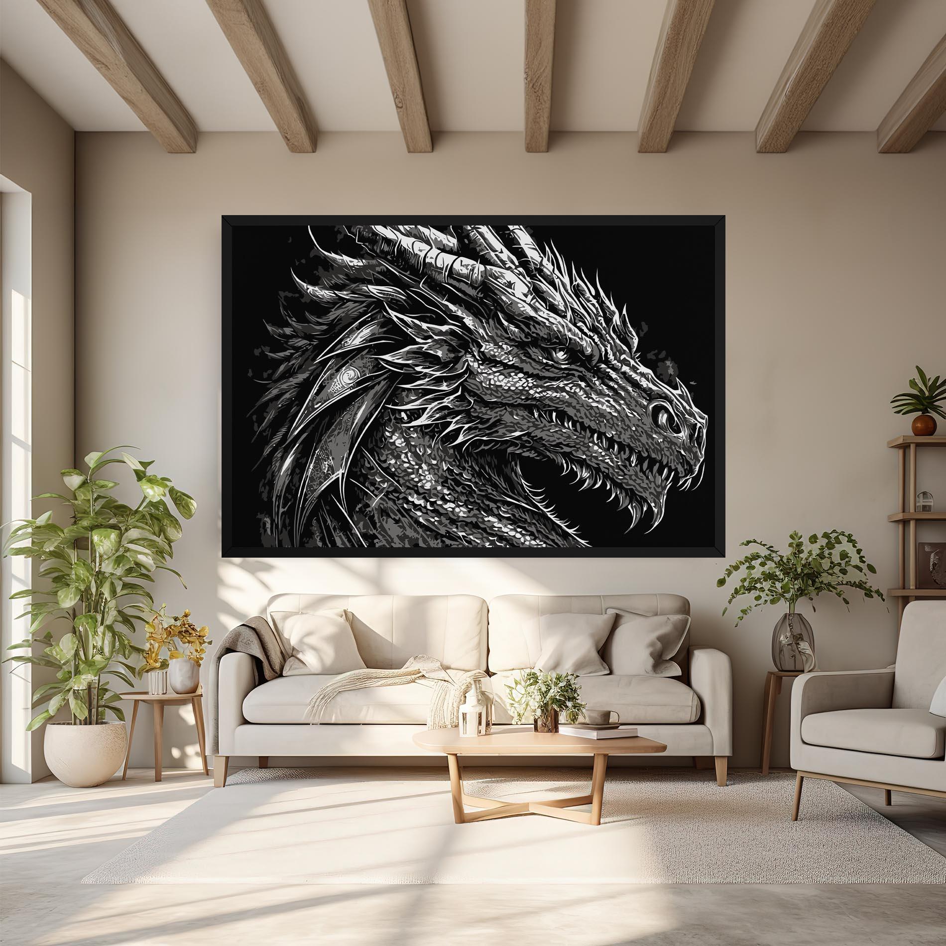 Vászonkép Grey White Dragon mockup 6