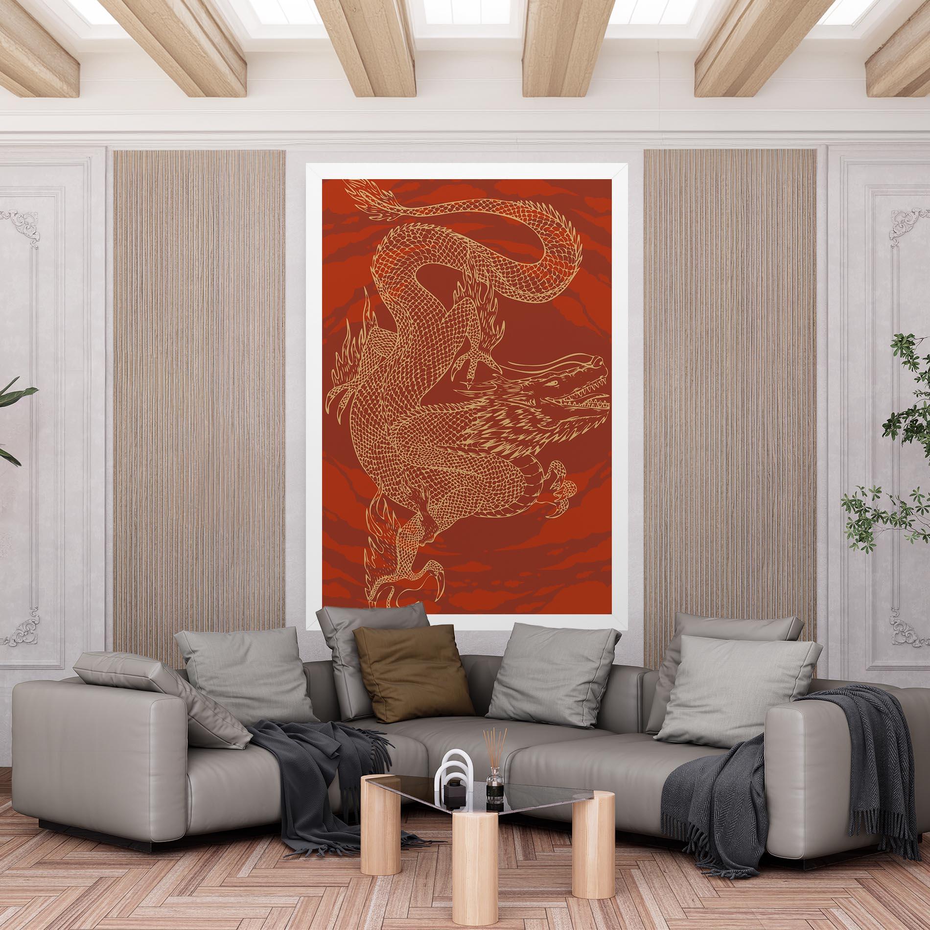 Vászonkép Chinese Dragon Red mockup 6