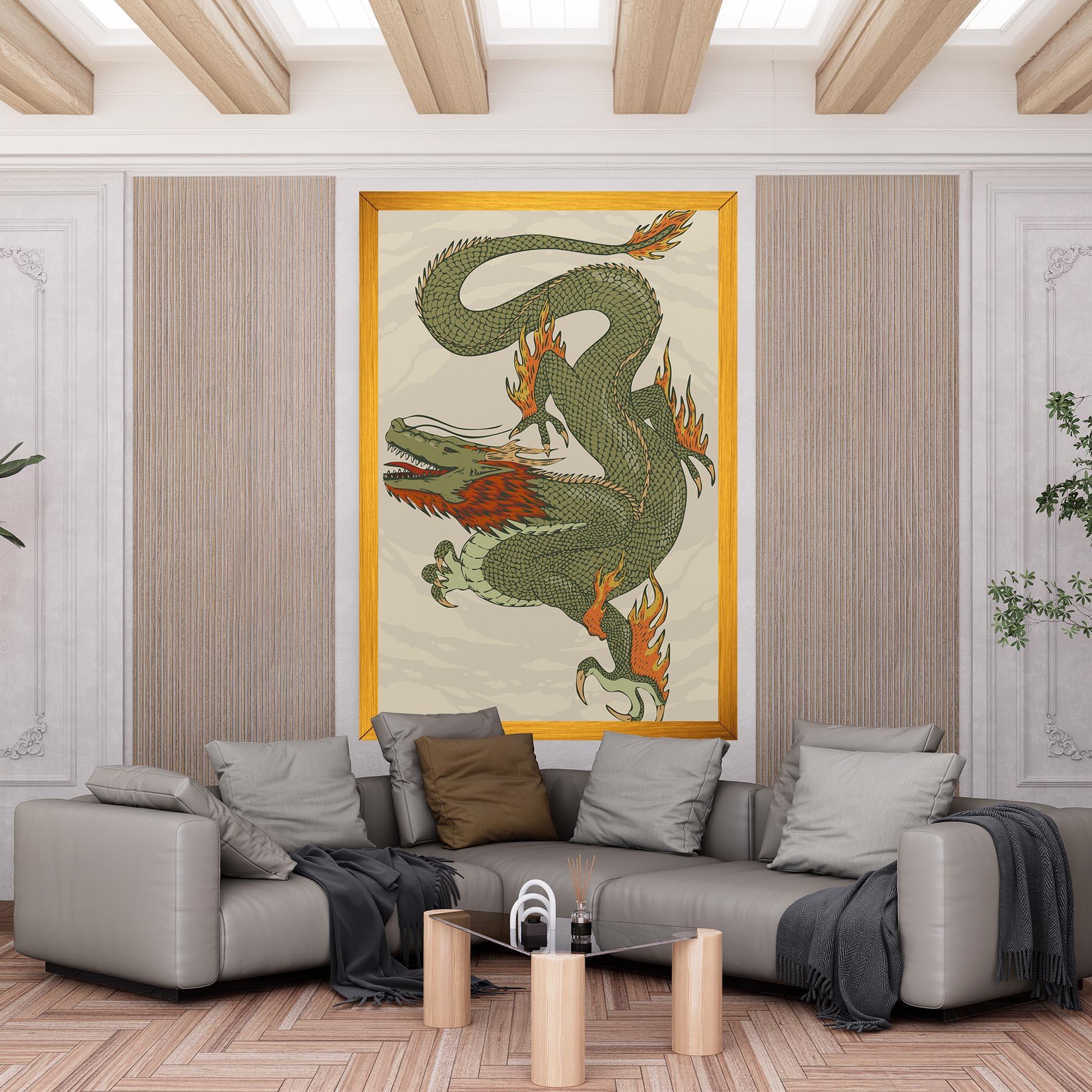 Vászonkép Chinese Dragon Green mockup 6