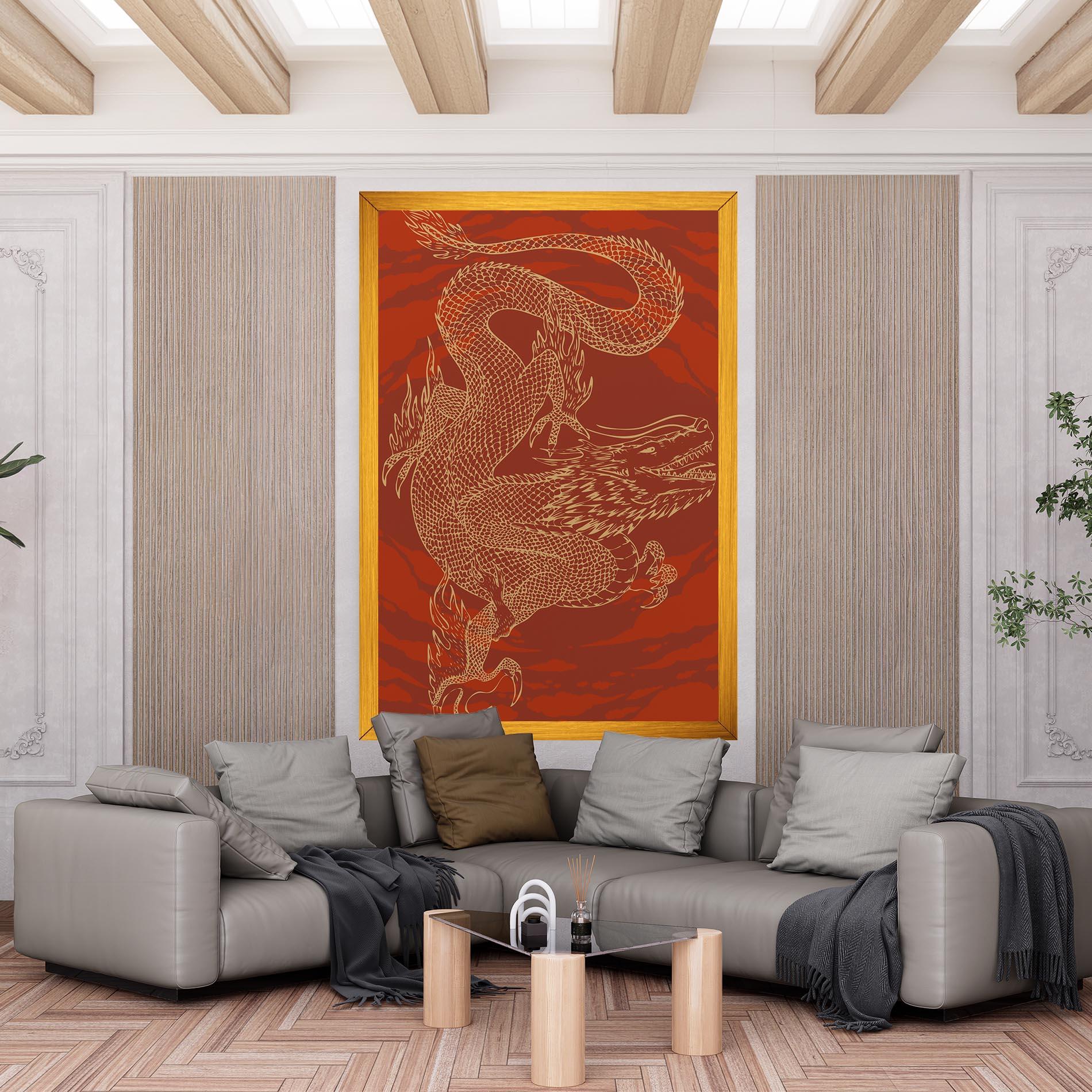 Vászonkép Chinese Dragon Red mockup 6