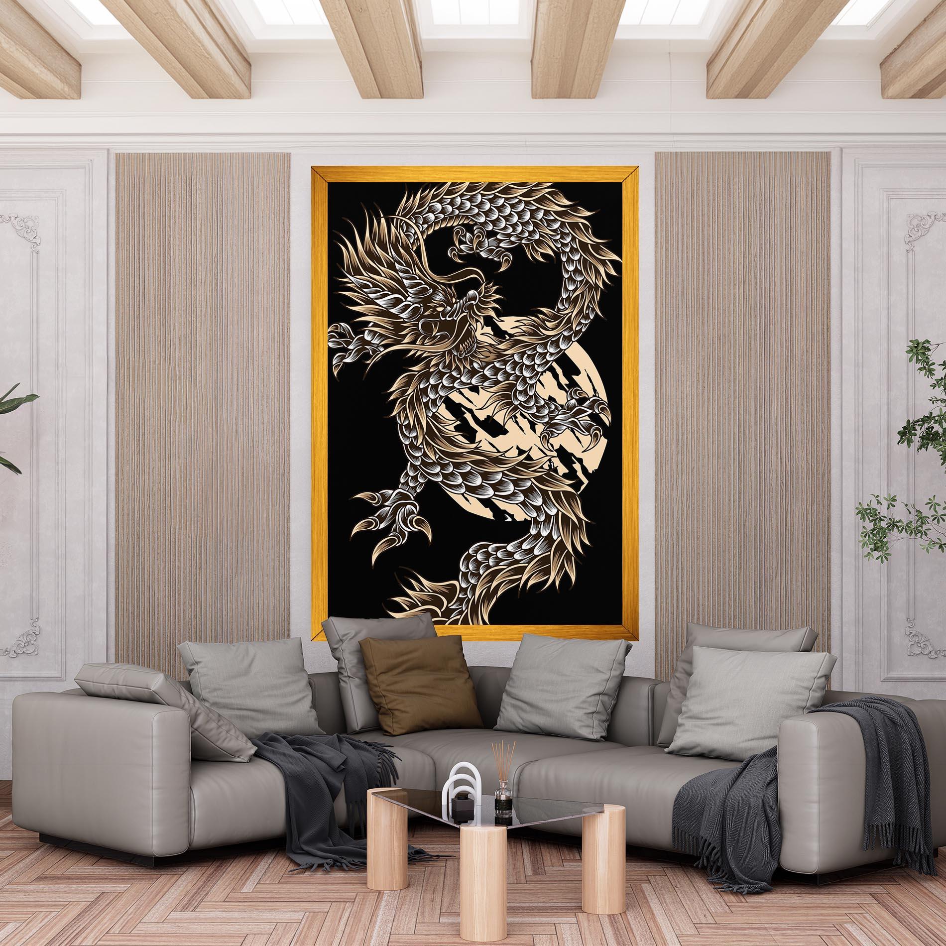 Vászonkép Cream Moon Dragon mockup 6