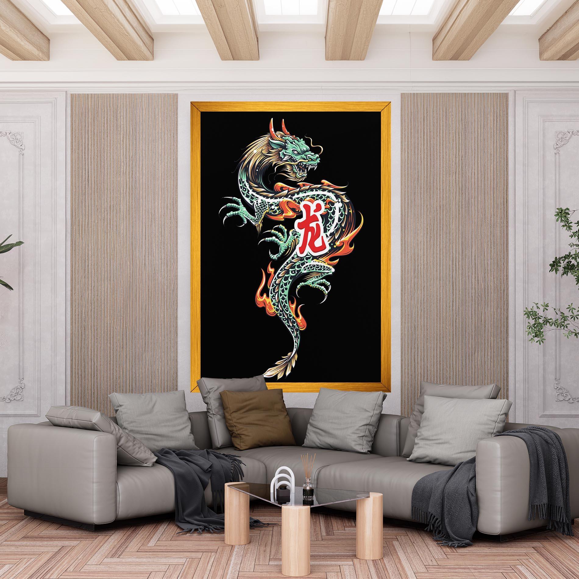 Vászonkép Green Fire Dragon mockup 6