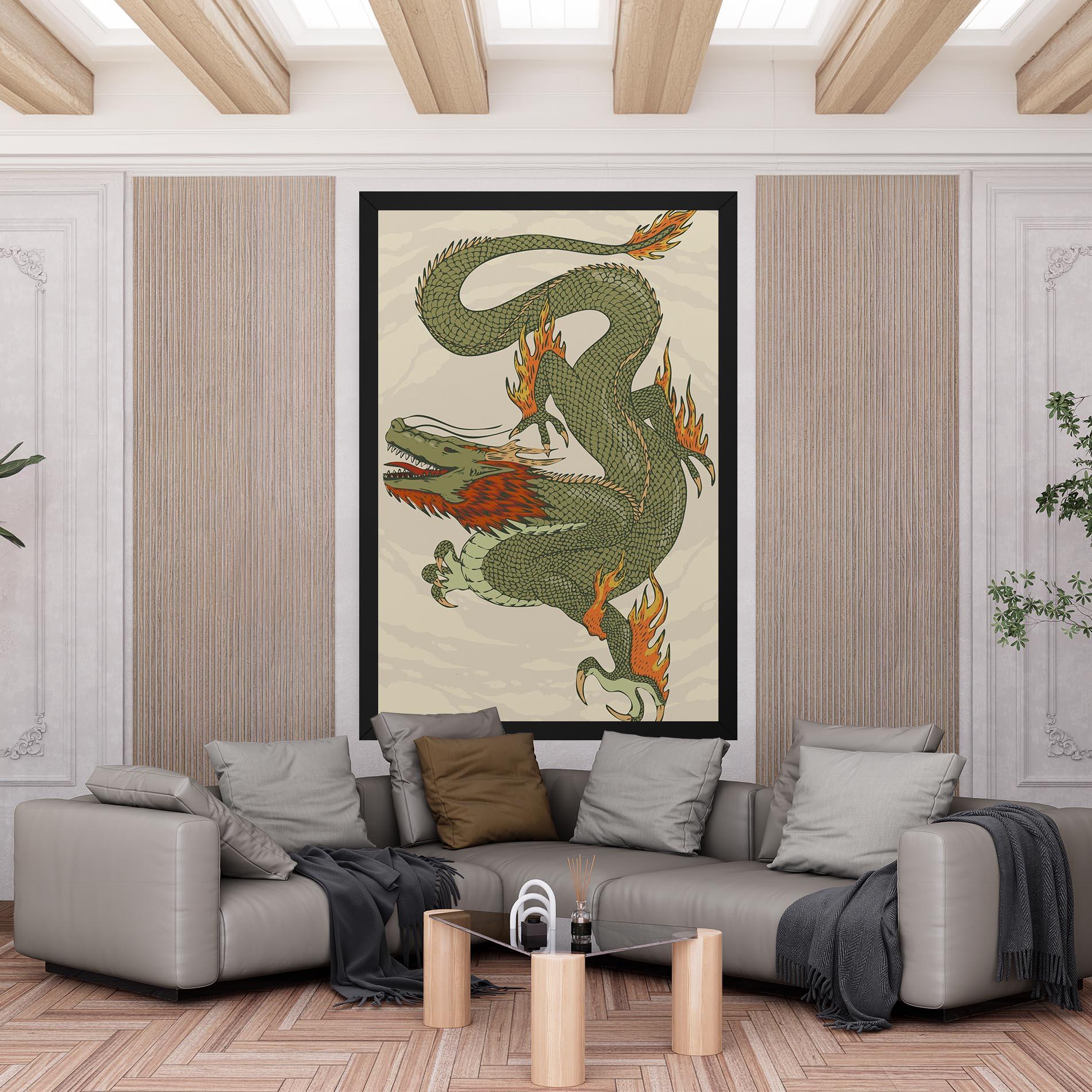 Vászonkép Chinese Dragon Green mockup 6