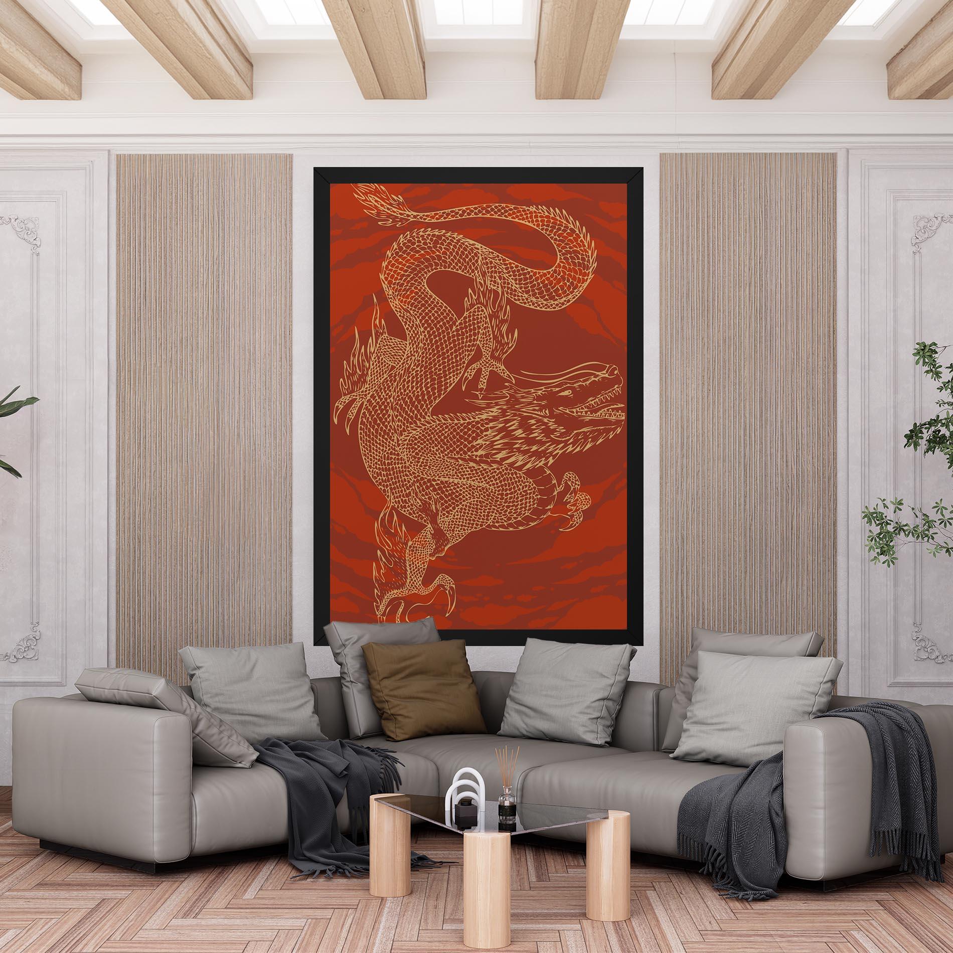 Vászonkép Chinese Dragon Red mockup 6