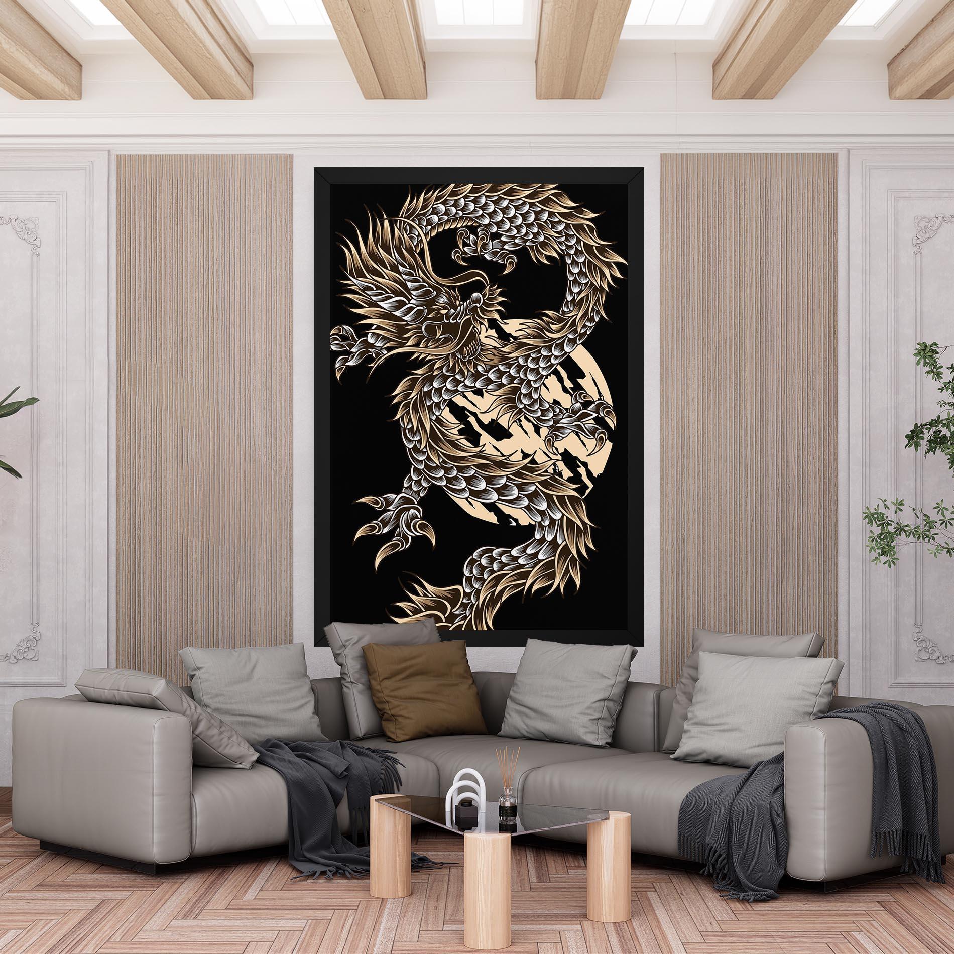 Vászonkép Cream Moon Dragon mockup 6