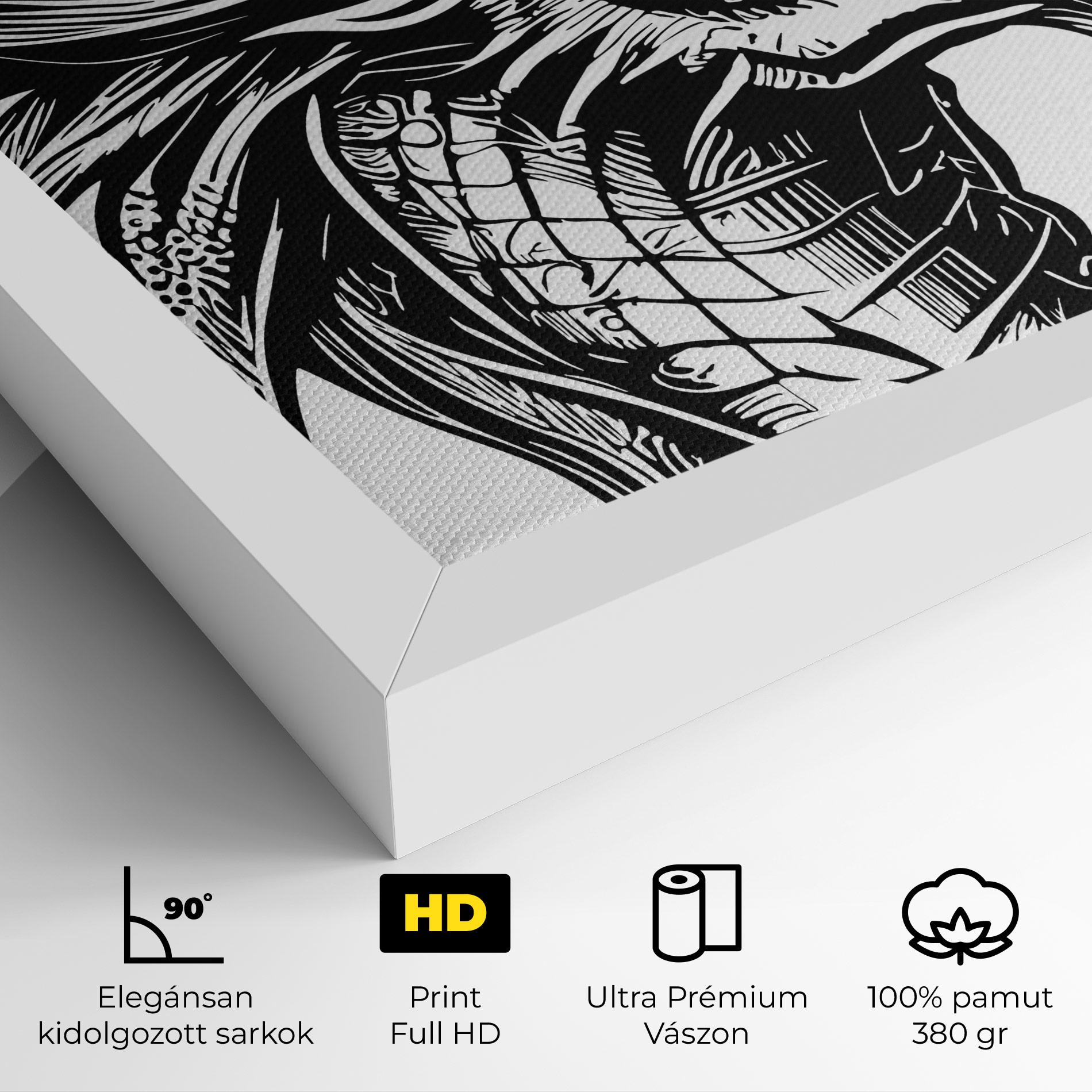 Vászonkép Black Line Dragon mockup 4